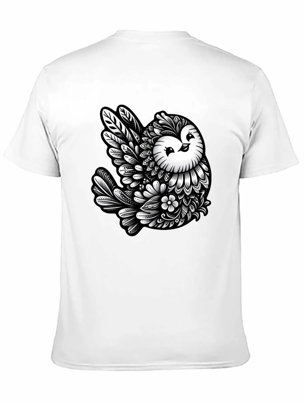 Floral Songbird Art Breathable Soft Cotton T-Shirt – Timeless Casual Look