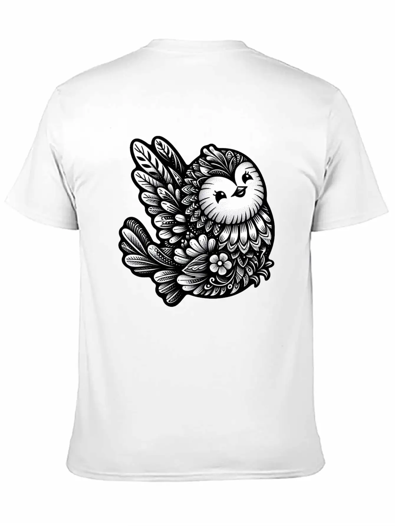 Floral Songbird Art Breathable Soft Cotton T-Shirt – Timeless Casual Look