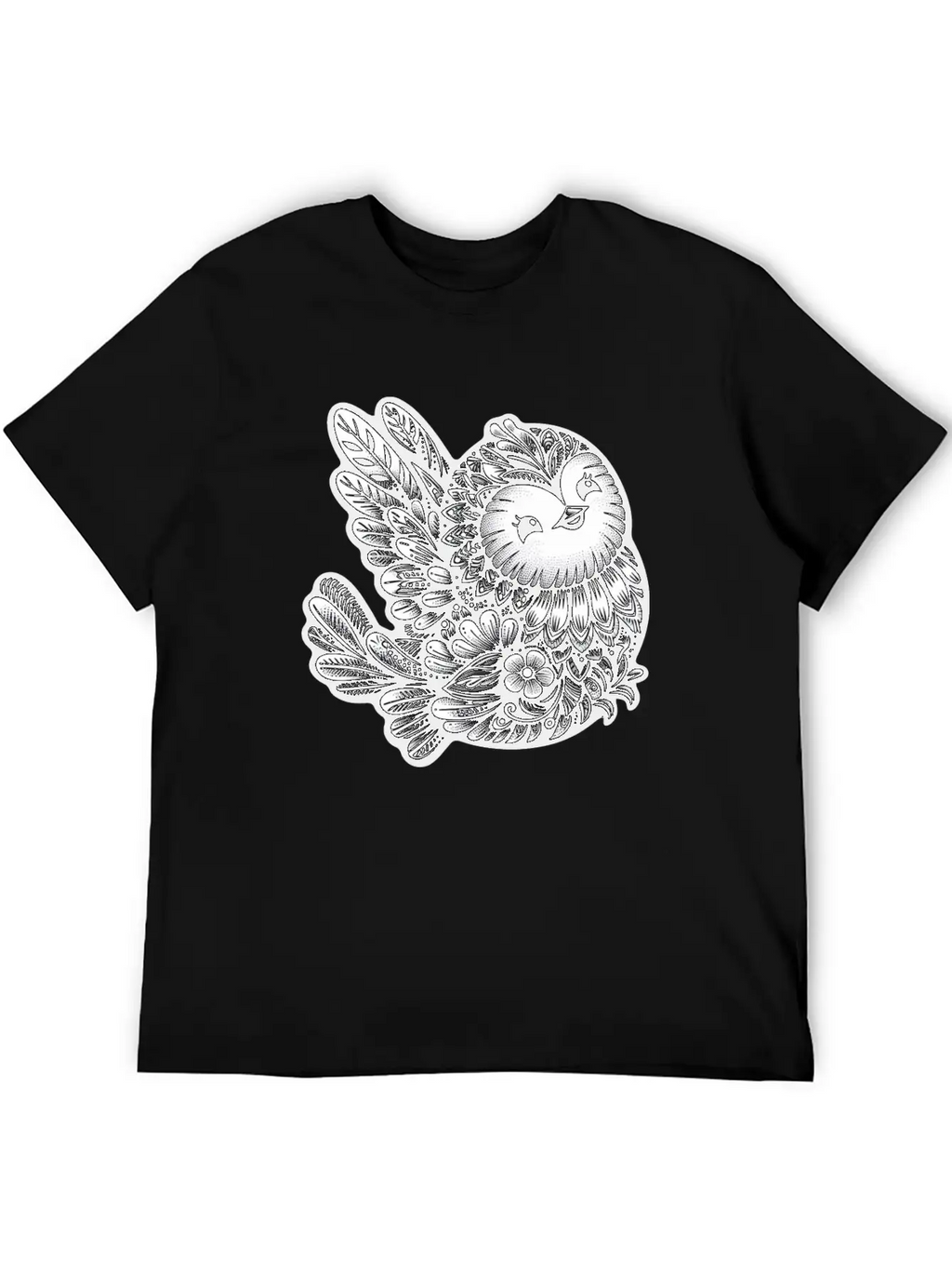 Floral Songbird Art Breathable Soft Cotton T-Shirt – Timeless Casual Look