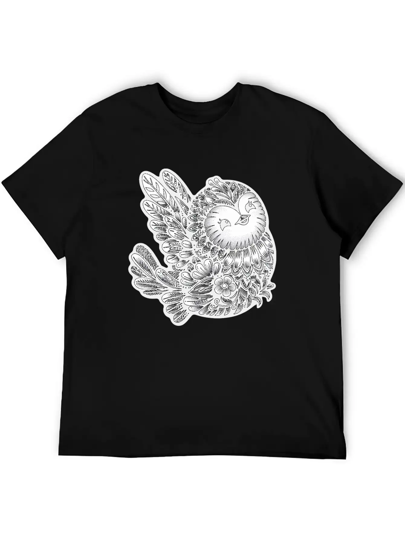Floral Songbird Art Breathable Soft Cotton T-Shirt – Timeless Casual Look