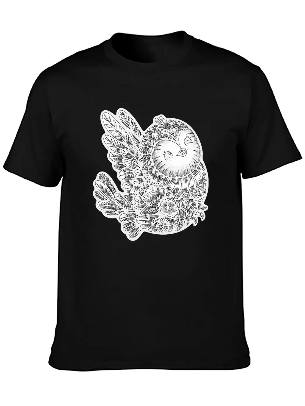 Floral Songbird Art Breathable Soft Cotton T-Shirt – Timeless Casual Look