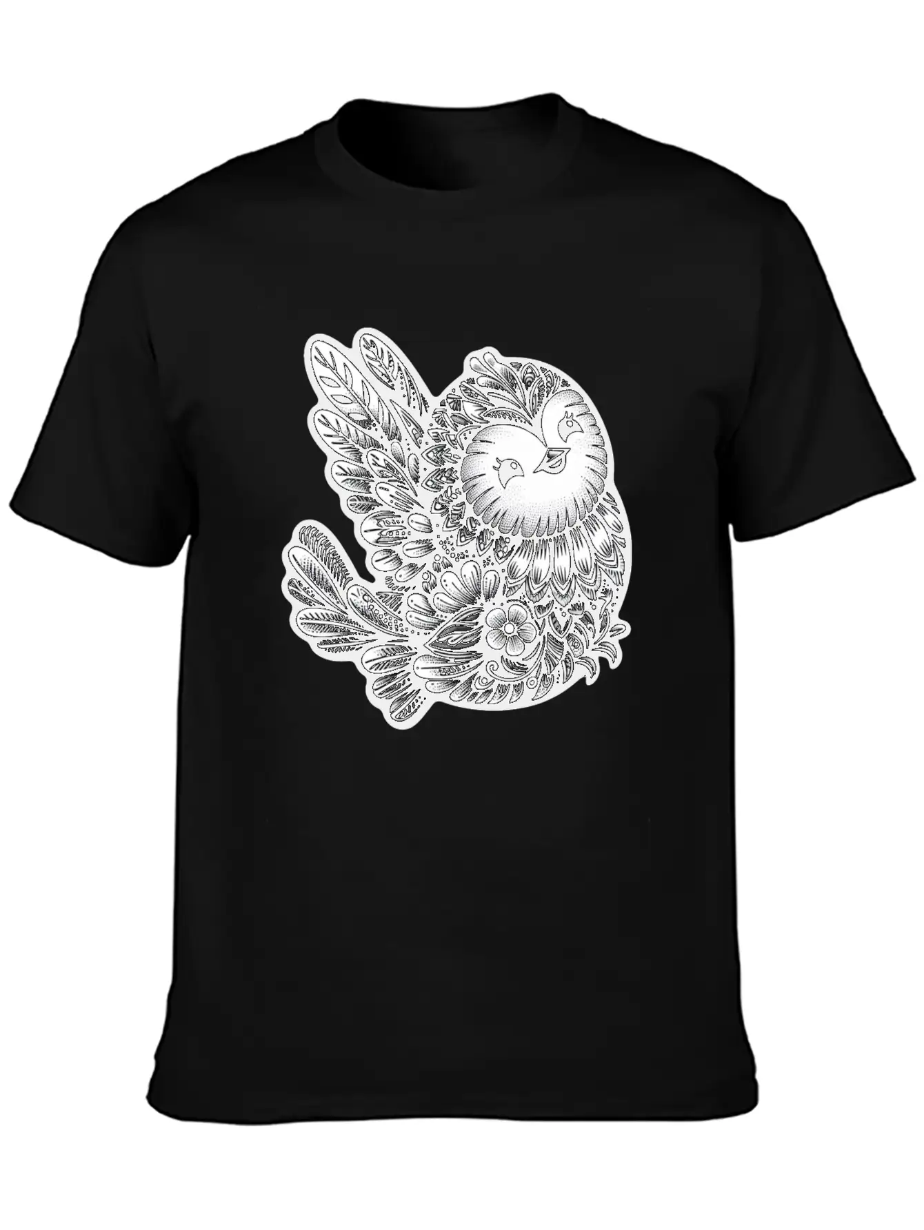 Floral Songbird Art Breathable Soft Cotton T-Shirt – Timeless Casual Look