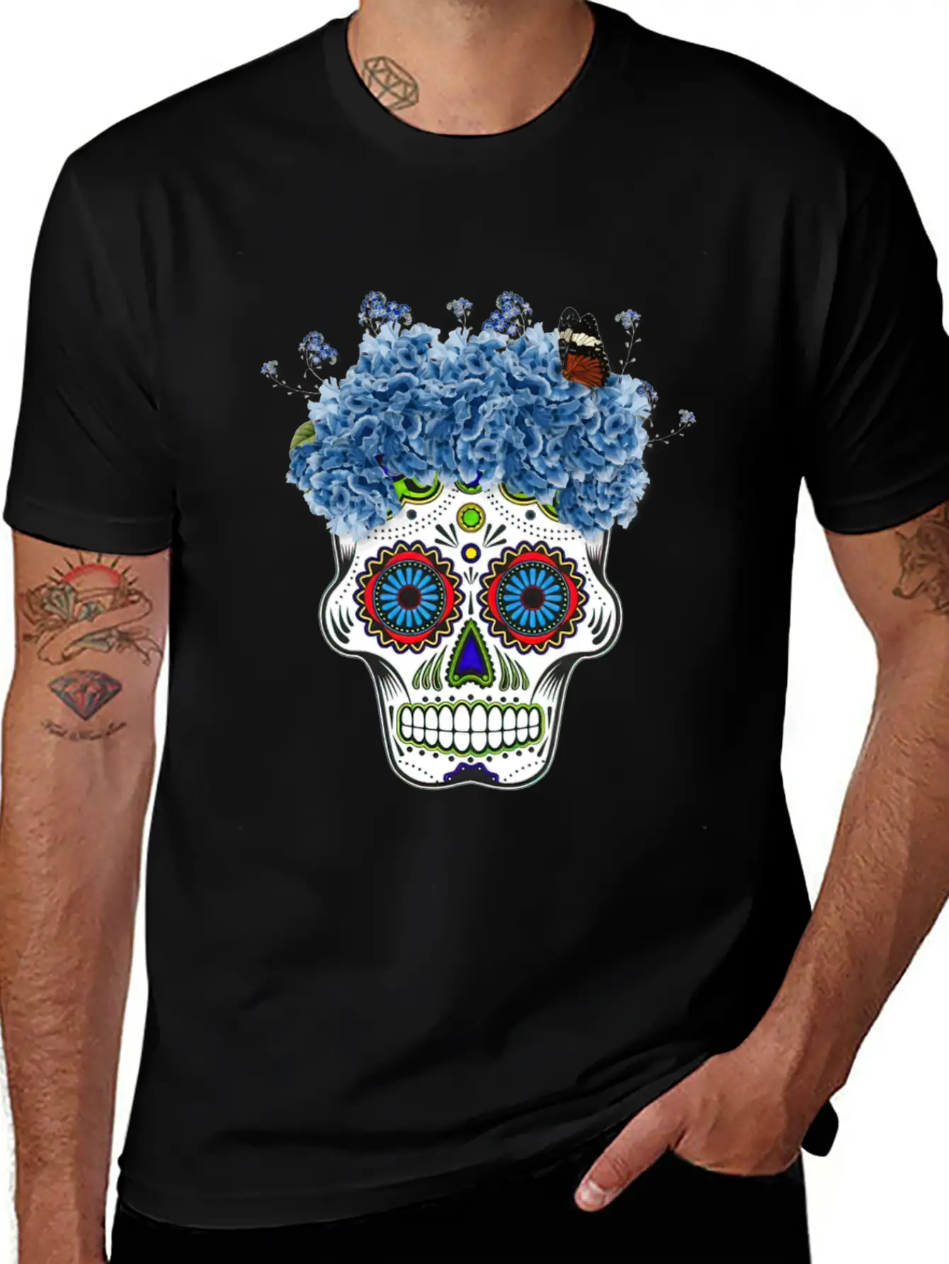 Floral Sugar Skull Day Stylish Everyday T-Shirt – Unisex Basic Cotton Tee