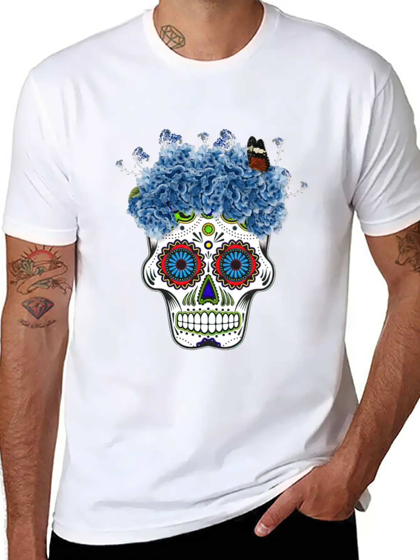 Floral Sugar Skull Day Stylish Everyday T-Shirt – Unisex Basic Cotton Tee