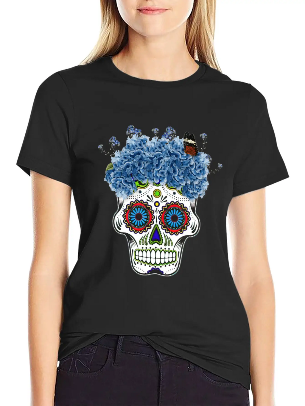 Floral Sugar Skull Day Stylish Everyday T-Shirt – Unisex Basic Cotton Tee
