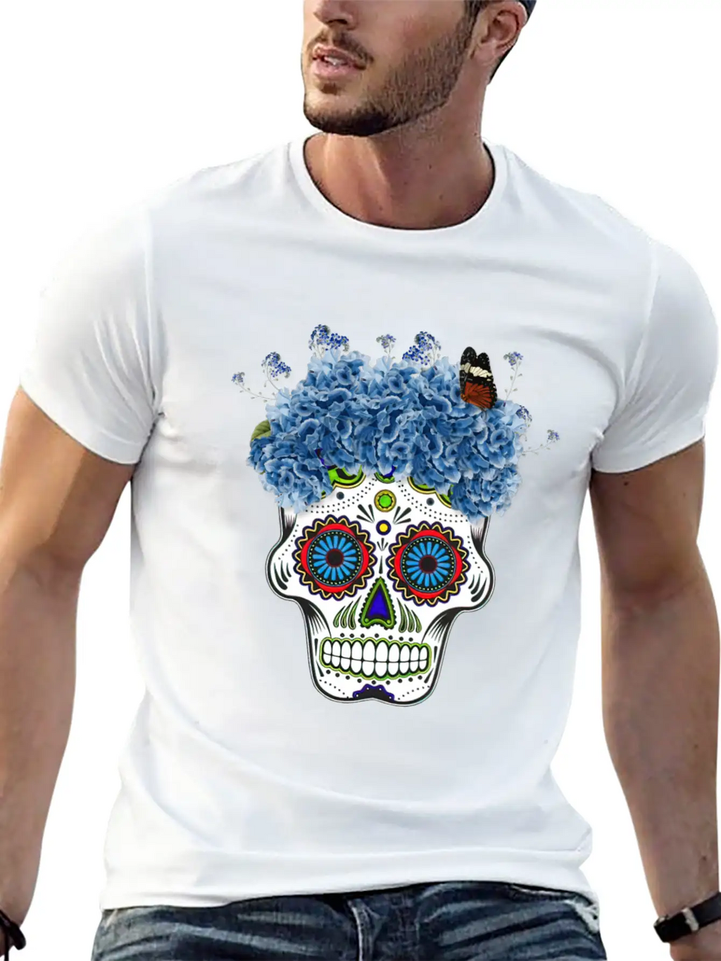 Floral Sugar Skull Day Stylish Everyday T-Shirt – Unisex Basic Cotton Tee
