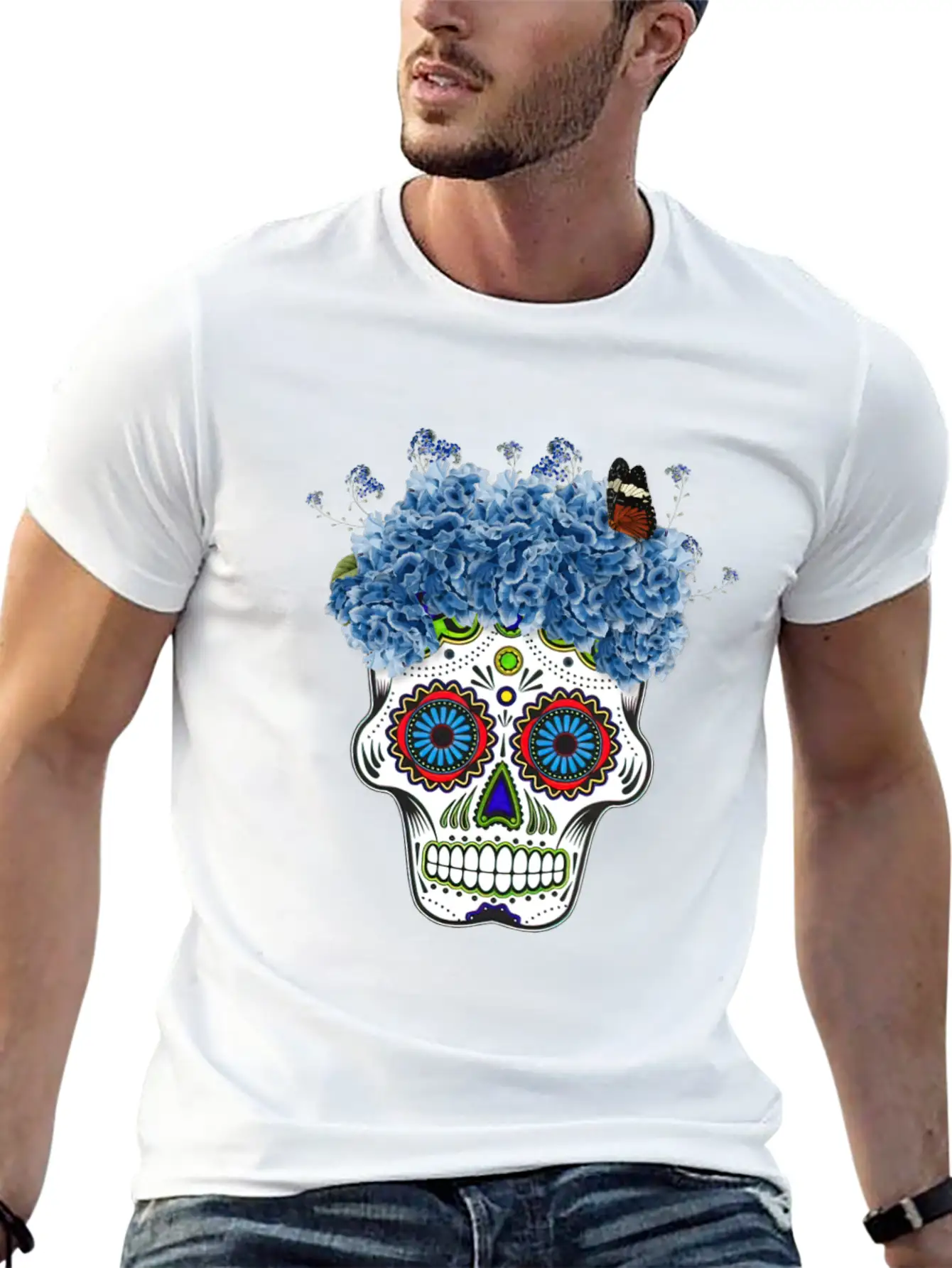 Floral Sugar Skull Day Stylish Everyday T-Shirt – Unisex Basic Cotton Tee