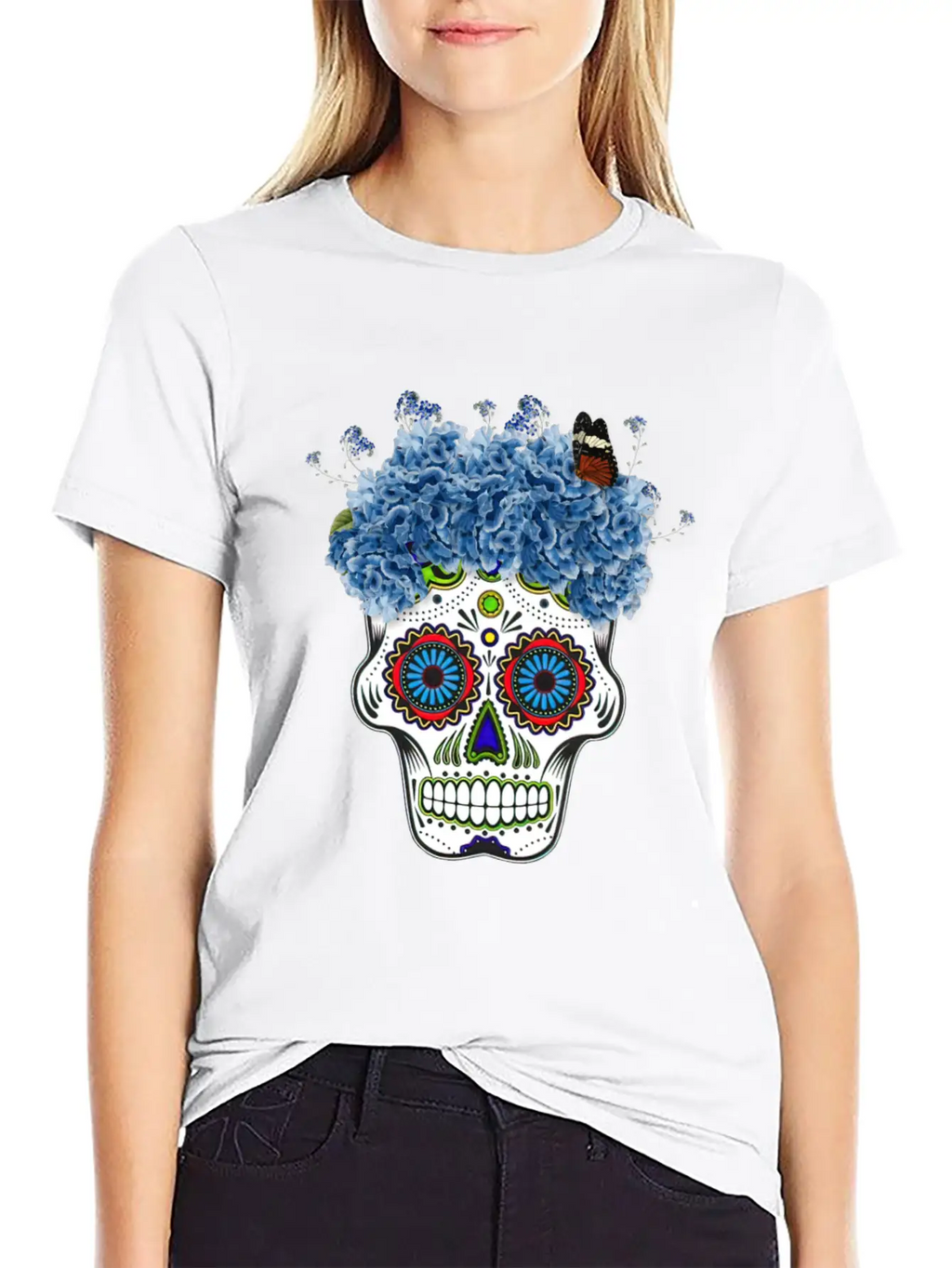 Floral Sugar Skull Day Stylish Everyday T-Shirt – Unisex Basic Cotton Tee