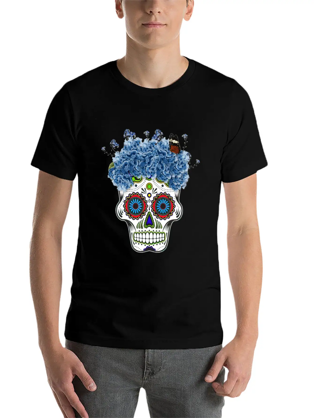 Floral Sugar Skull Day Stylish Everyday T-Shirt – Unisex Basic Cotton Tee