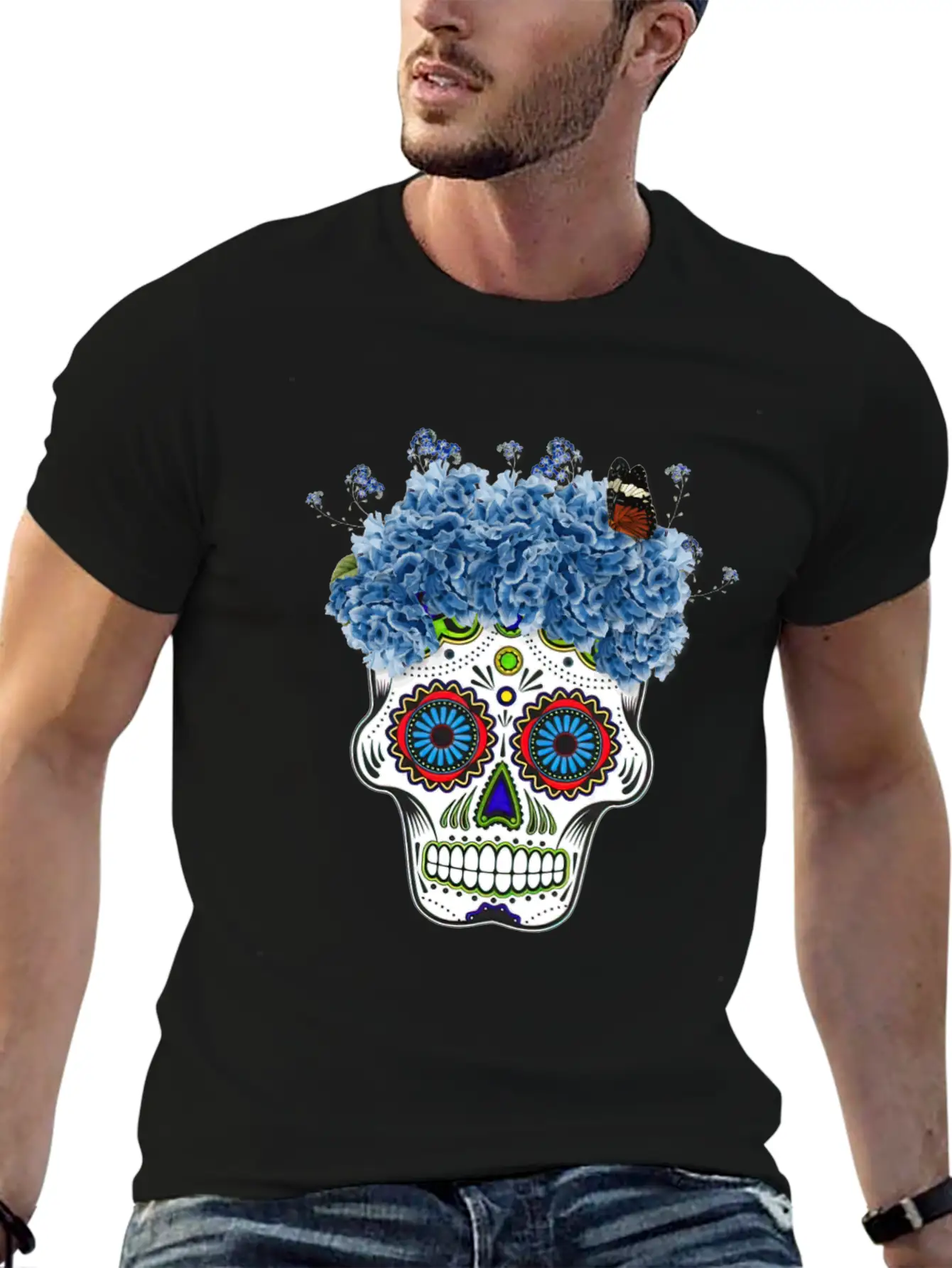 Floral Sugar Skull Day Stylish Everyday T-Shirt – Unisex Basic Cotton Tee