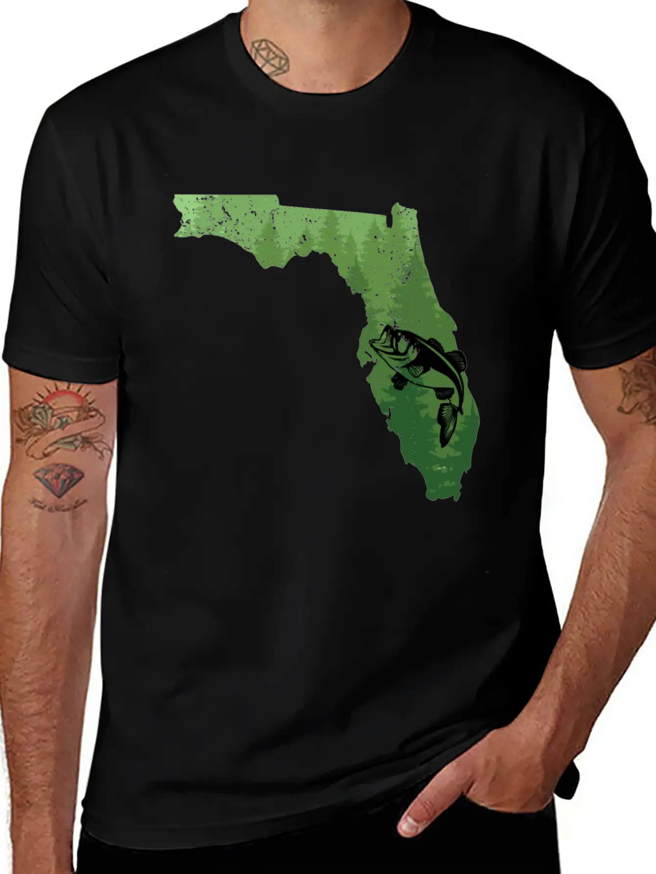 Florida Map Bass Fishing Shirt Florida Map Bass Fi Breathable Soft Cotton T-Shirt – Timeless Casual Look