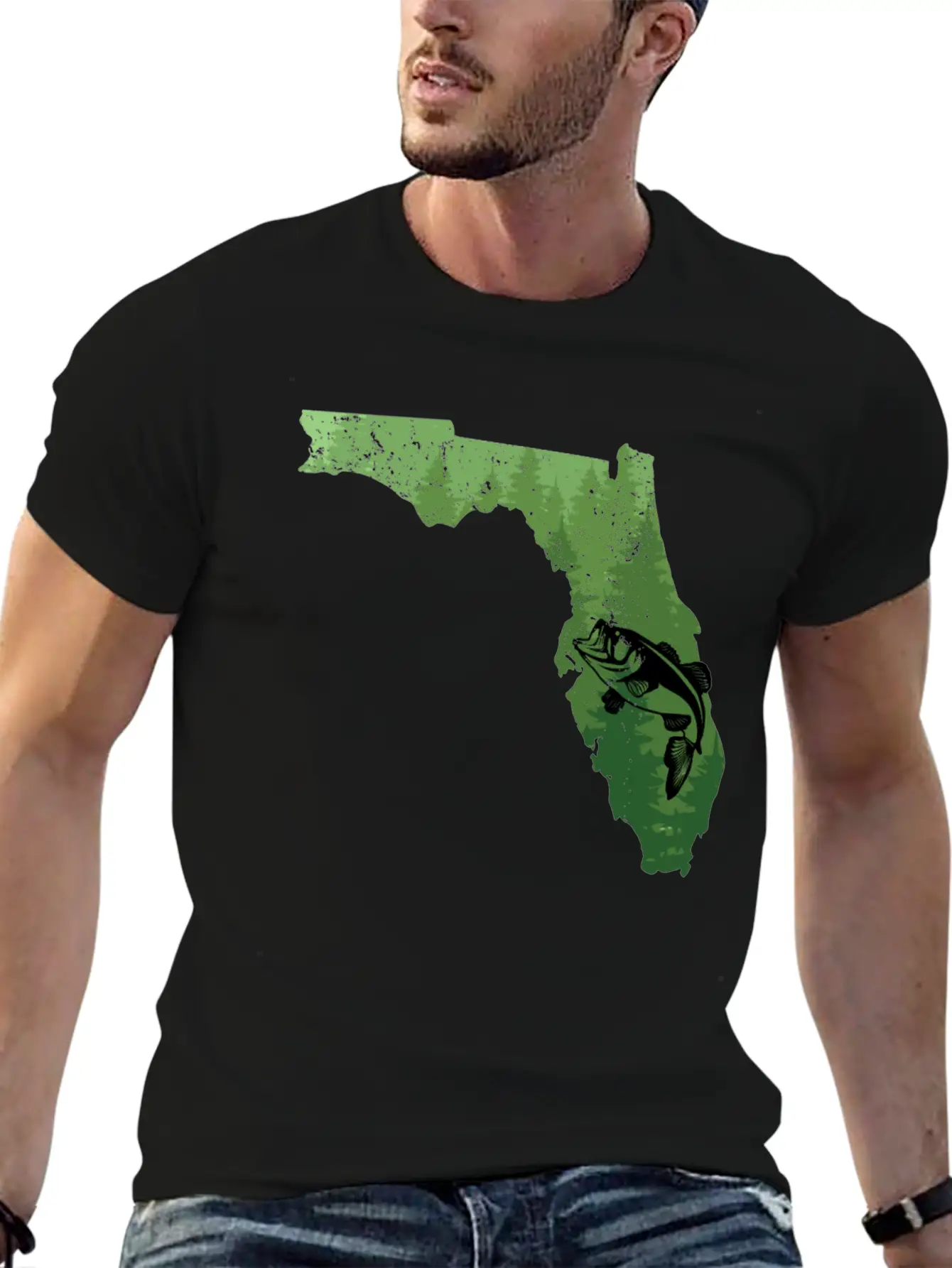 Florida Map Bass Fishing Shirt Florida Map Bass Fi Breathable Soft Cotton T-Shirt – Timeless Casual Look