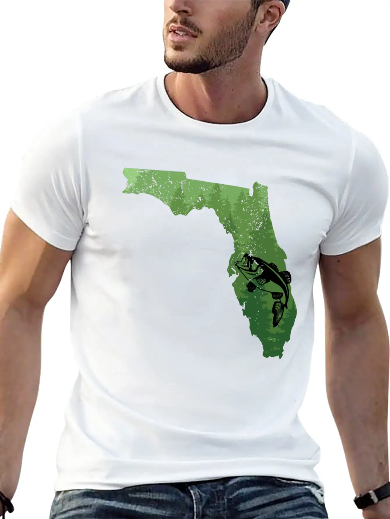 Florida Map Bass Fishing Shirt Florida Map Bass Fi Breathable Soft Cotton T-Shirt – Timeless Casual Look