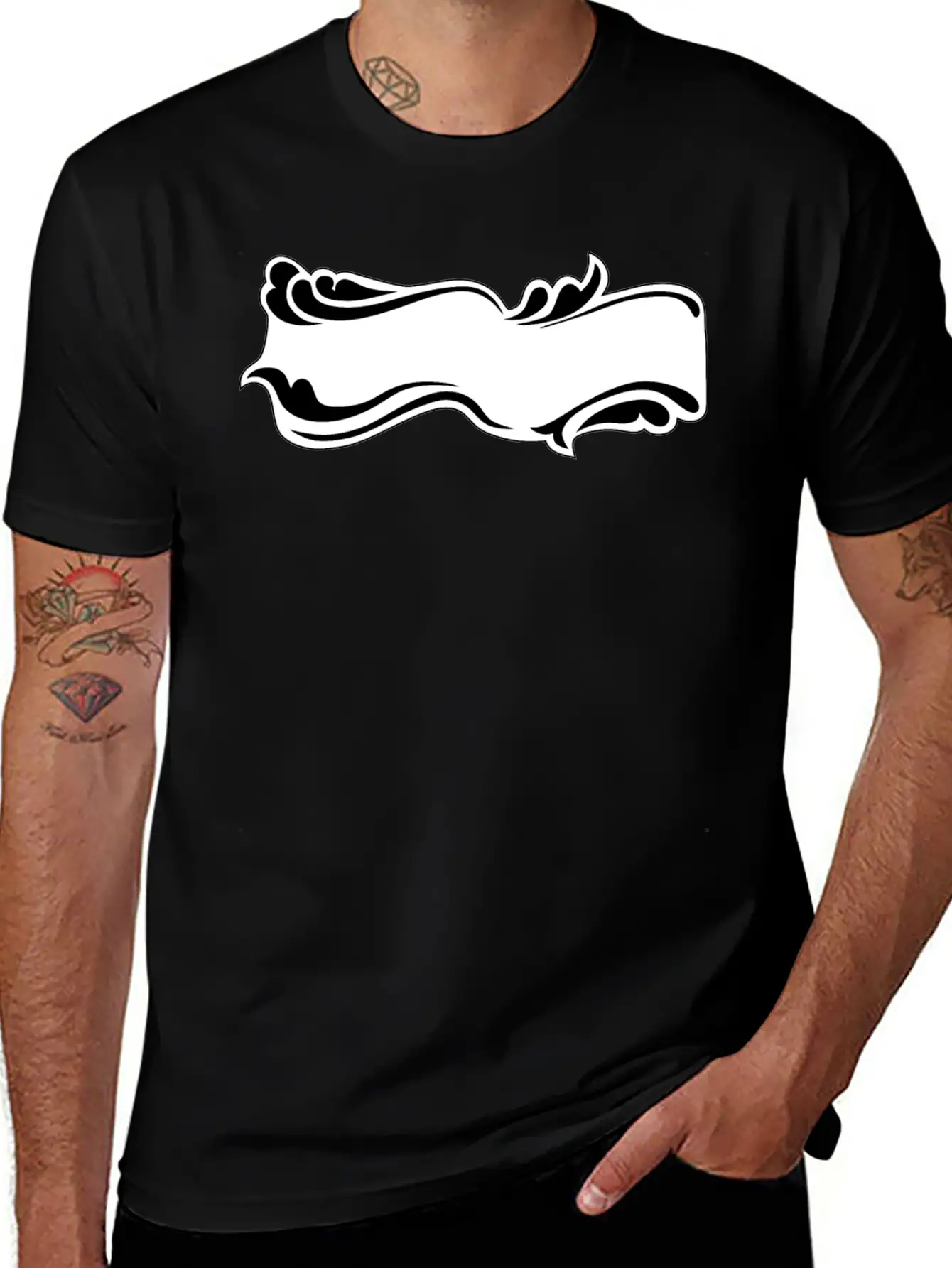 Flourish Sign Black And White Relaxed Everyday Tee – Lightweight And Durable Cotton