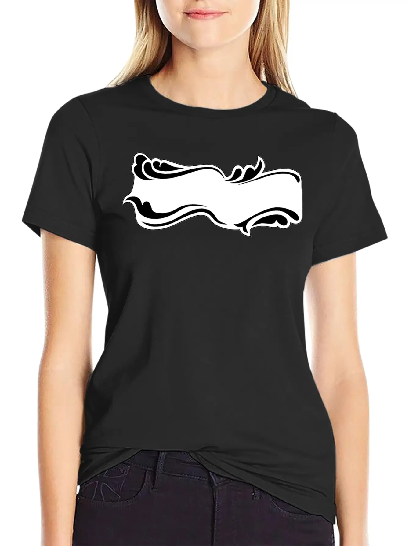Flourish Sign Black And White Relaxed Everyday Tee – Lightweight And Durable Cotton
