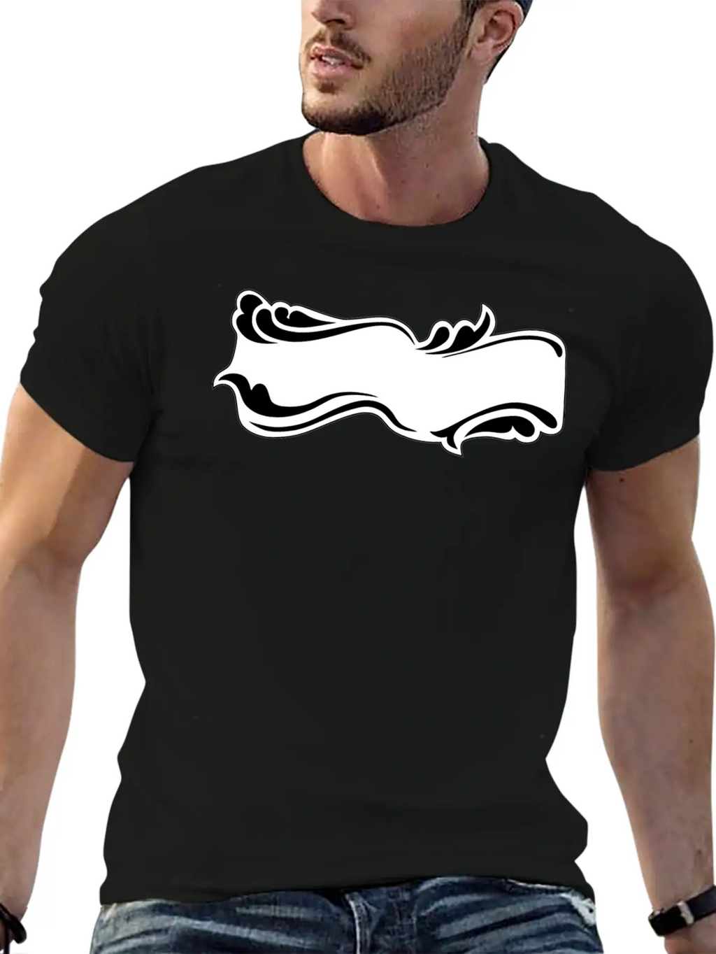 Flourish Sign Black And White Relaxed Everyday Tee – Lightweight And Durable Cotton