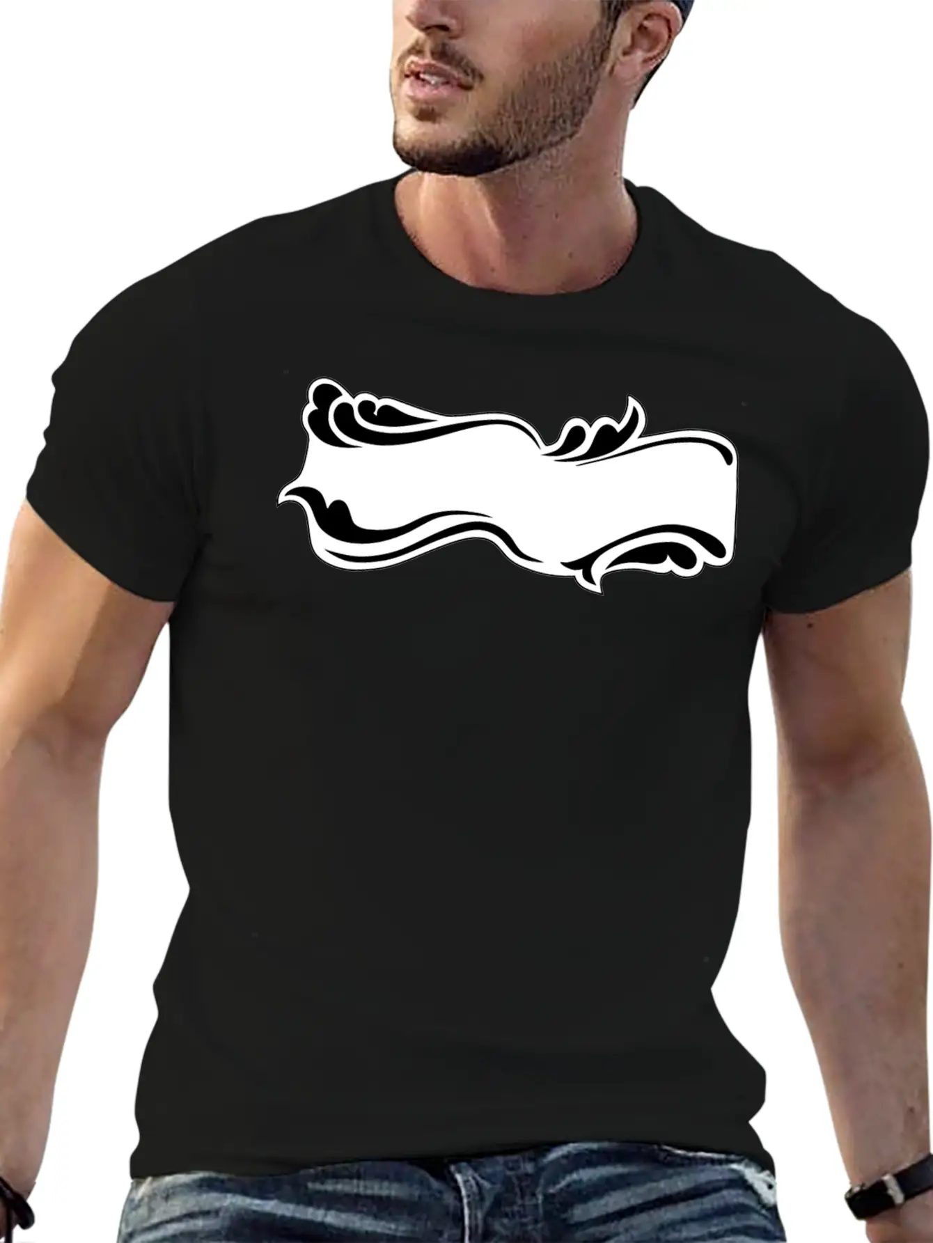 Flourish Sign Black And White Relaxed Everyday Tee – Lightweight And Durable Cotton