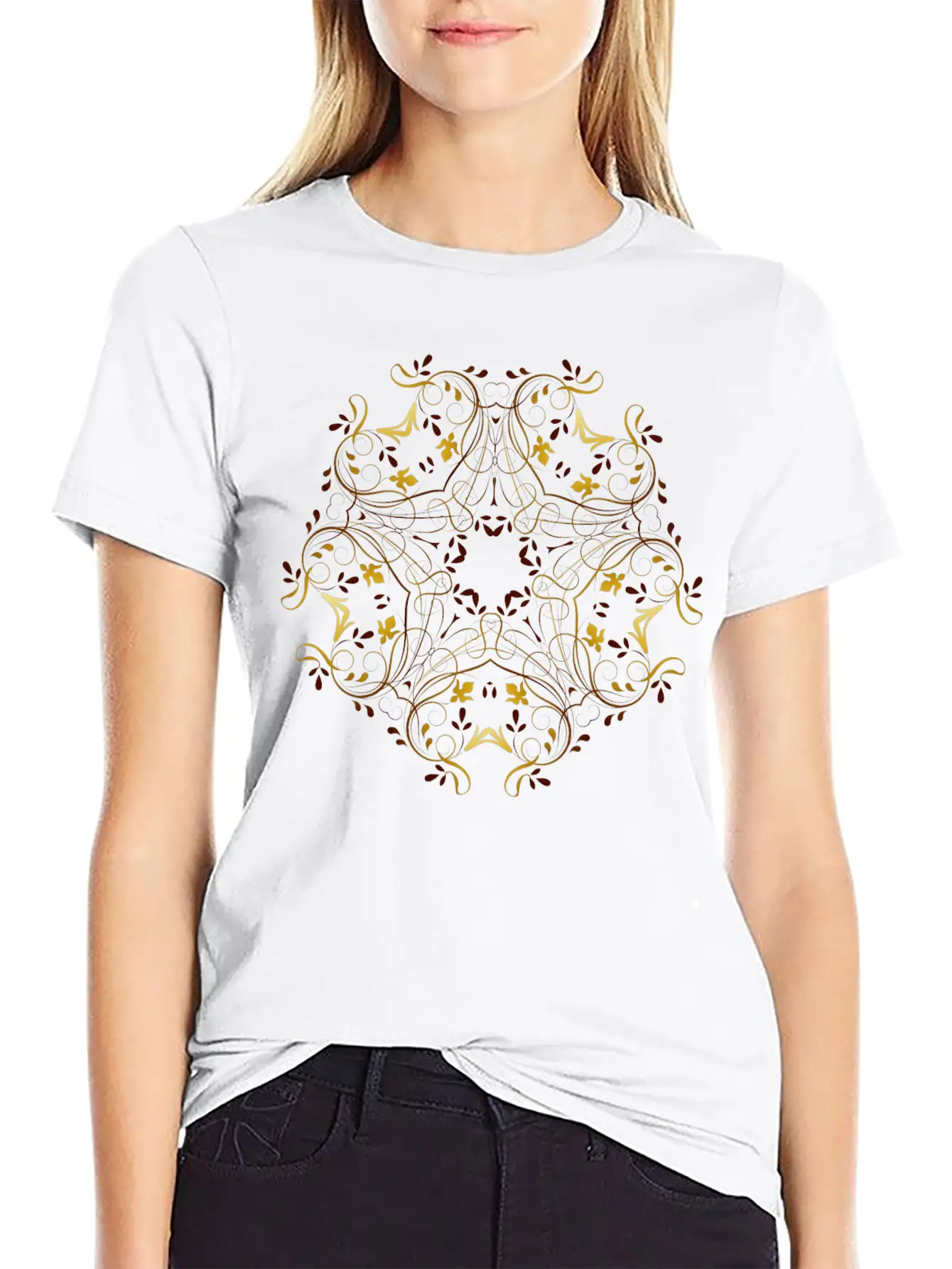 Flourishy Floral Design 5 Basic Graphic T-Shirt – Daily Comfort In Soft Cotton