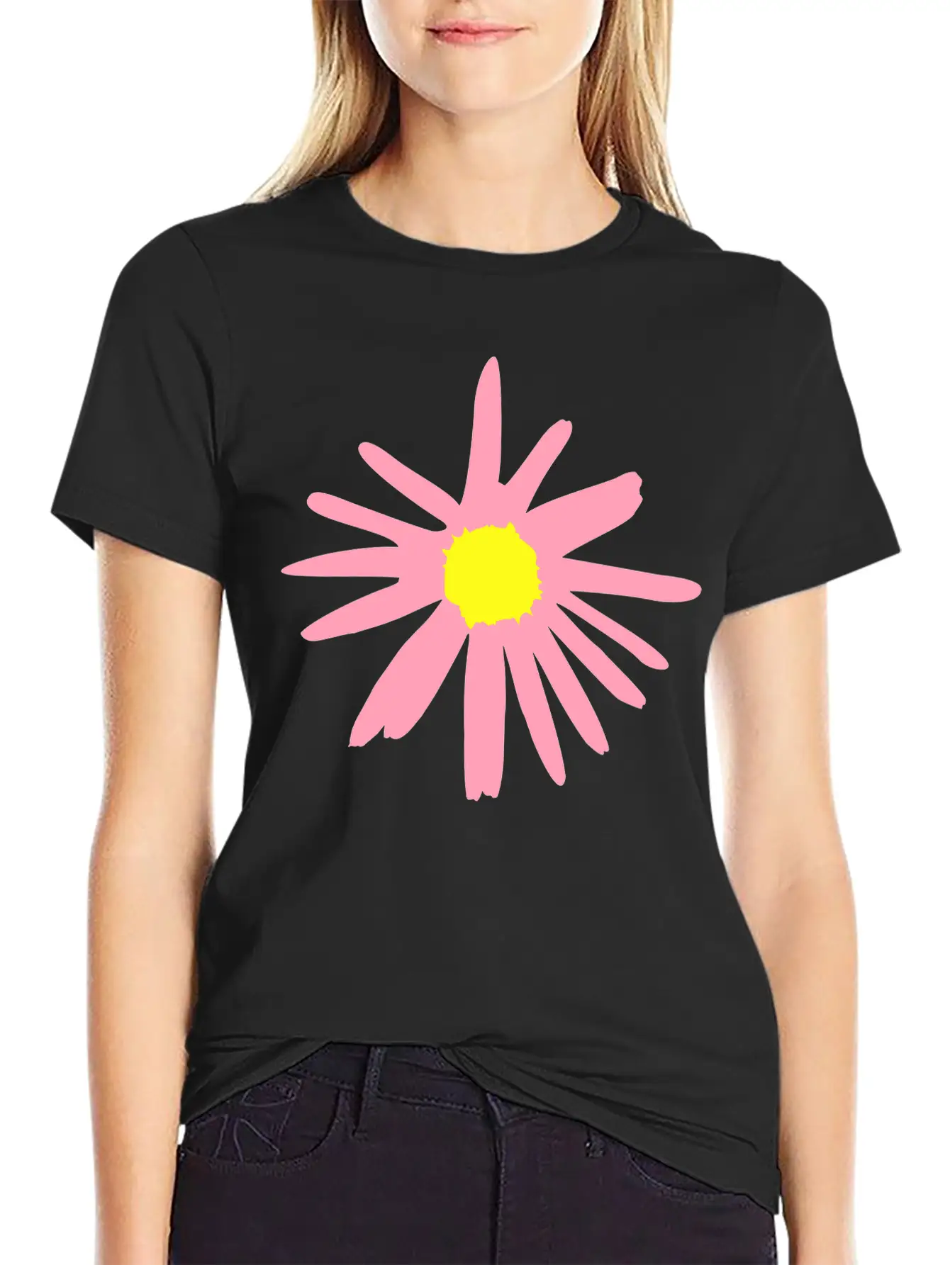 Flower, Daisy Breathable Soft Cotton T-Shirt – Timeless Casual Look