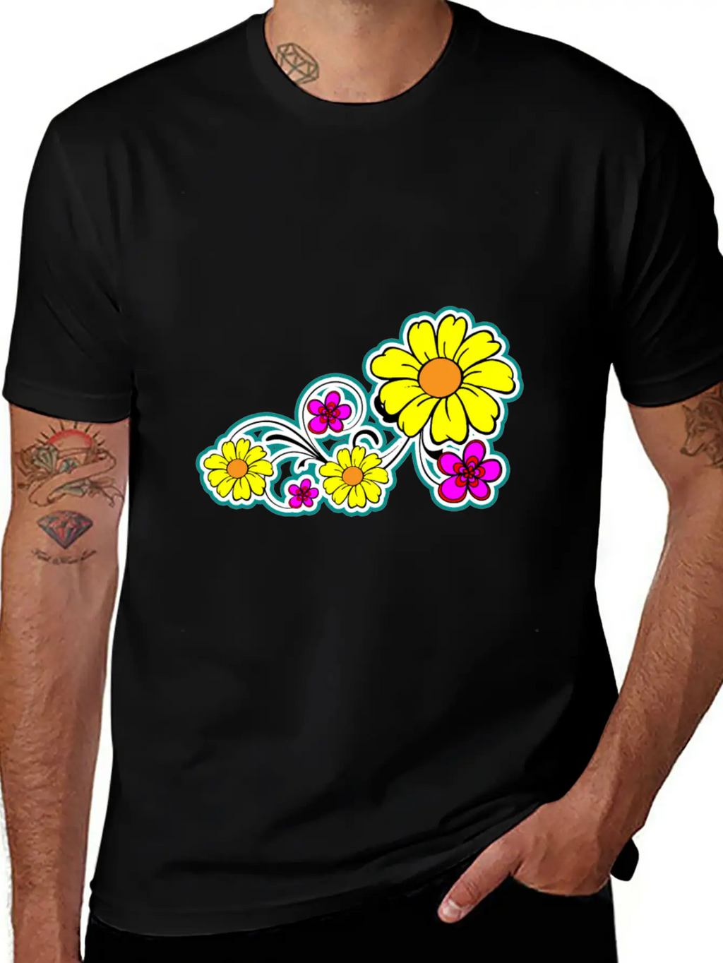 Flowers Breathable Graphic T-Shirt – Perfect For Casual Days