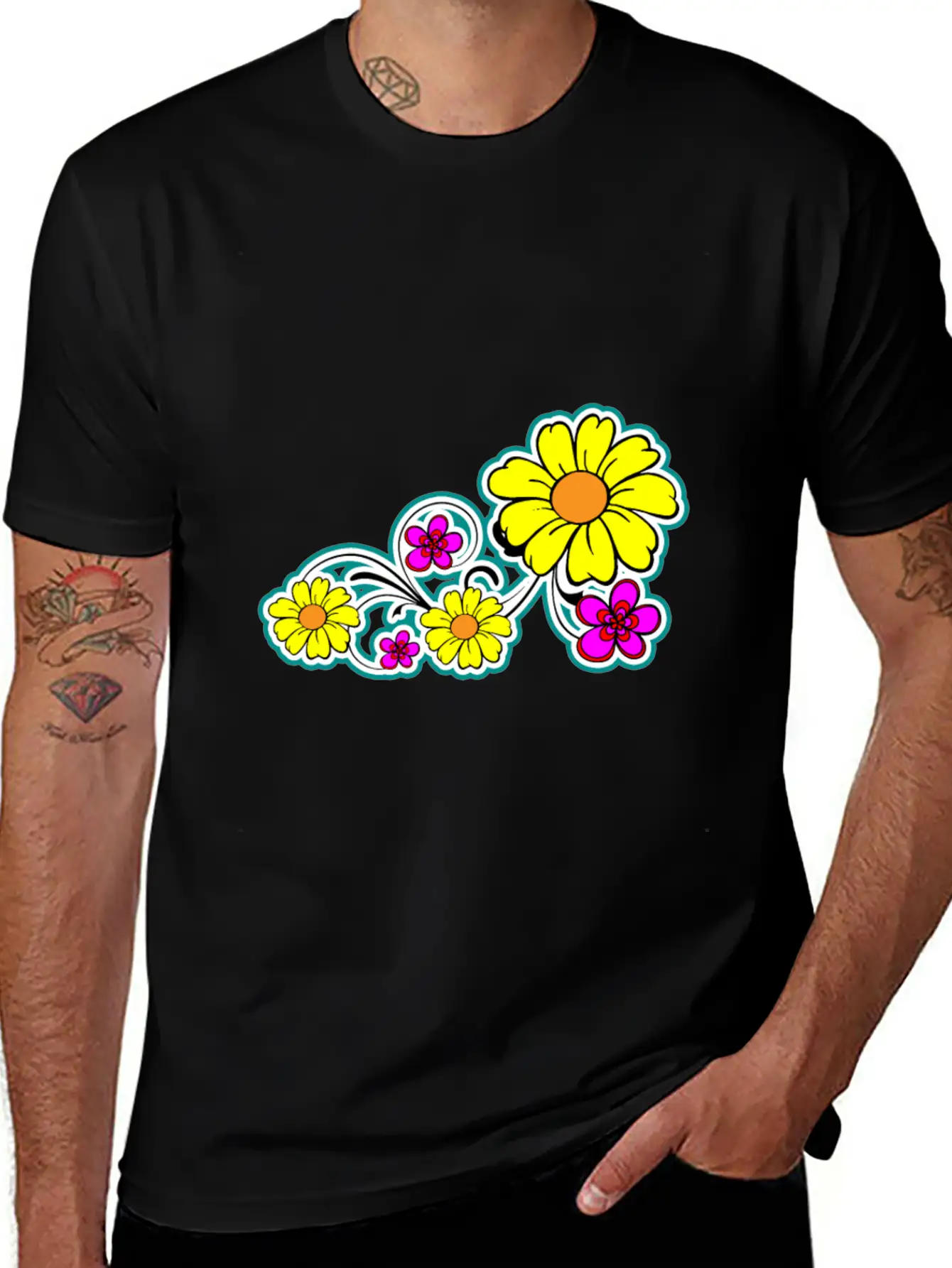 Flowers Breathable Graphic T-Shirt – Perfect For Casual Days