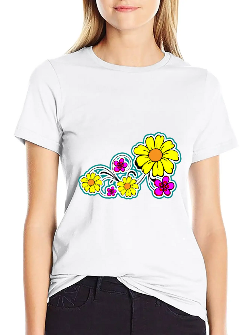 Flowers Breathable Graphic T-Shirt – Perfect For Casual Days