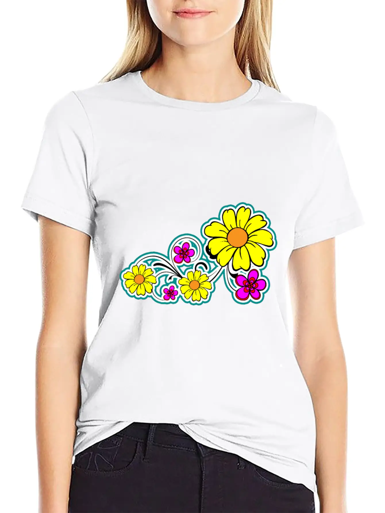 Flowers Breathable Graphic T-Shirt – Perfect For Casual Days