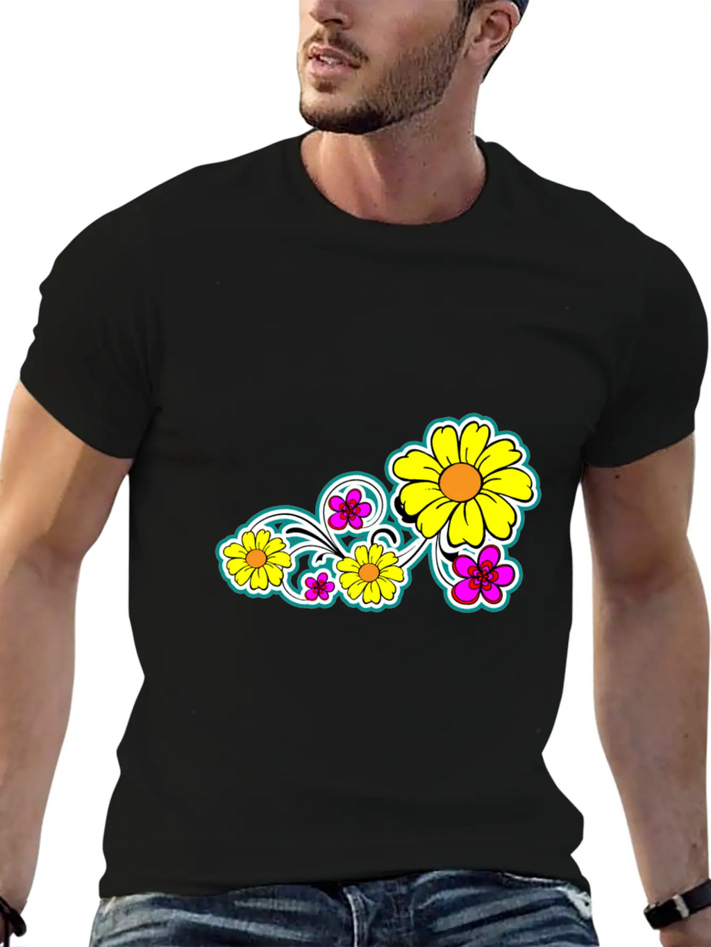 Flowers Breathable Graphic T-Shirt – Perfect For Casual Days