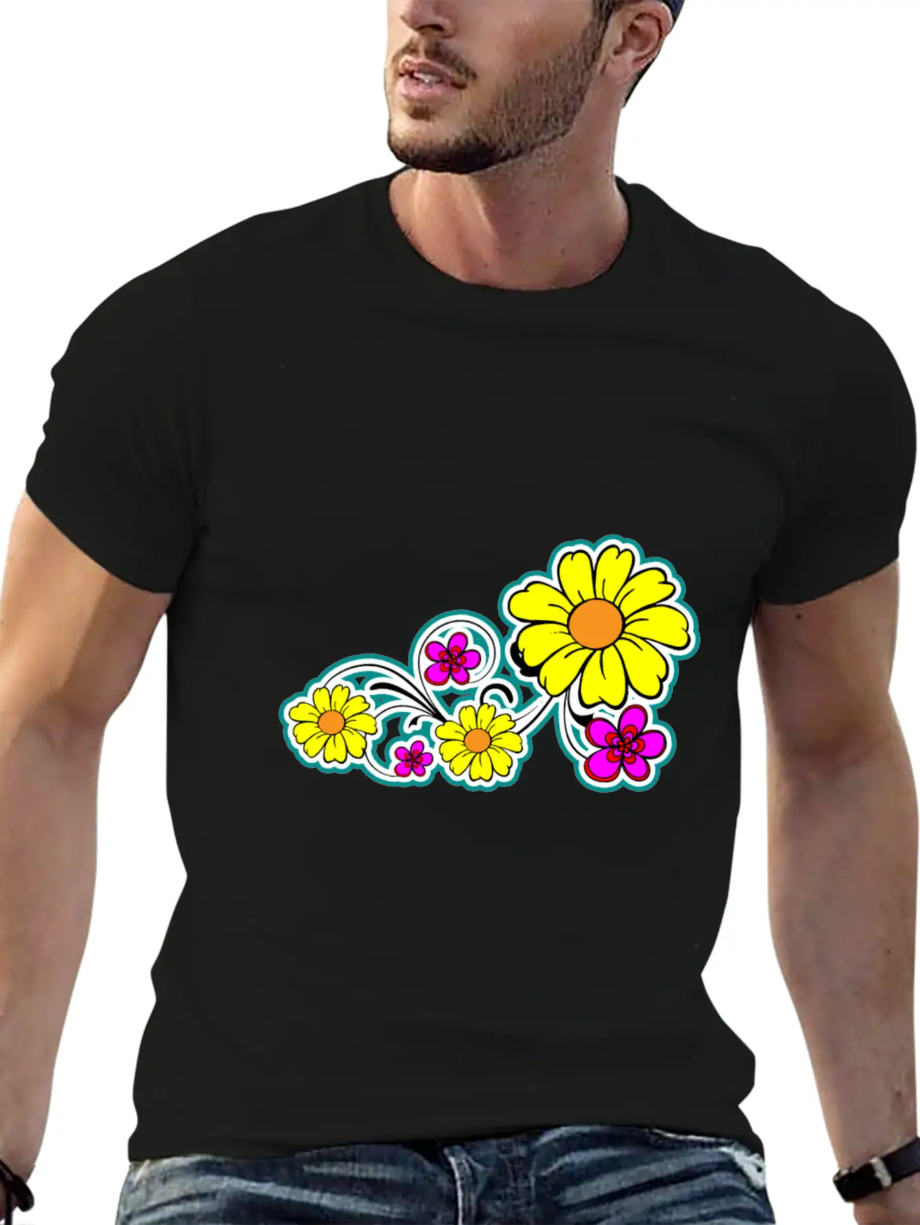 Flowers Breathable Graphic T-Shirt – Perfect For Casual Days