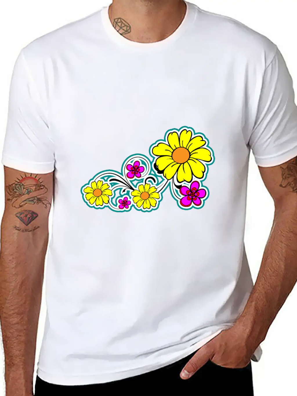Flowers Breathable Graphic T-Shirt – Perfect For Casual Days