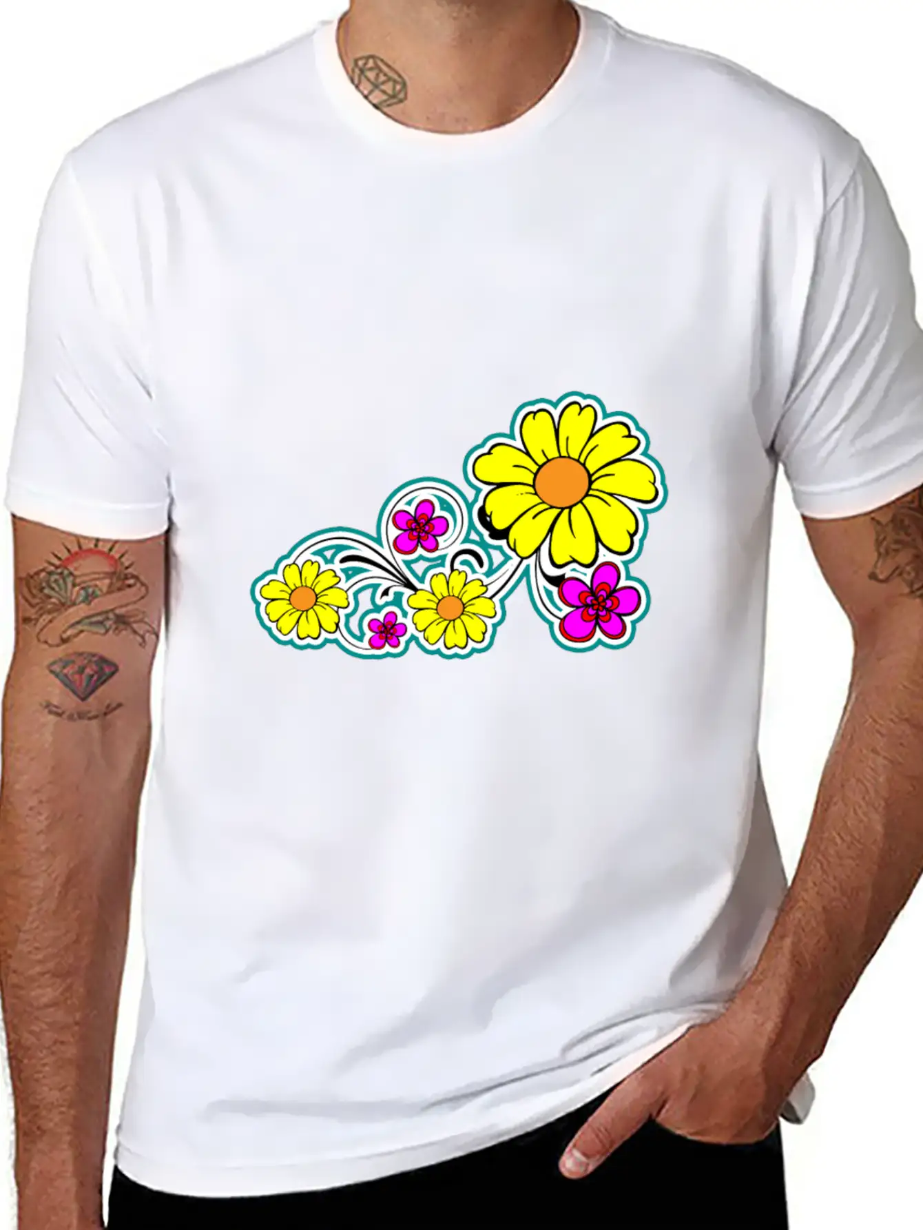 Flowers Breathable Graphic T-Shirt – Perfect For Casual Days