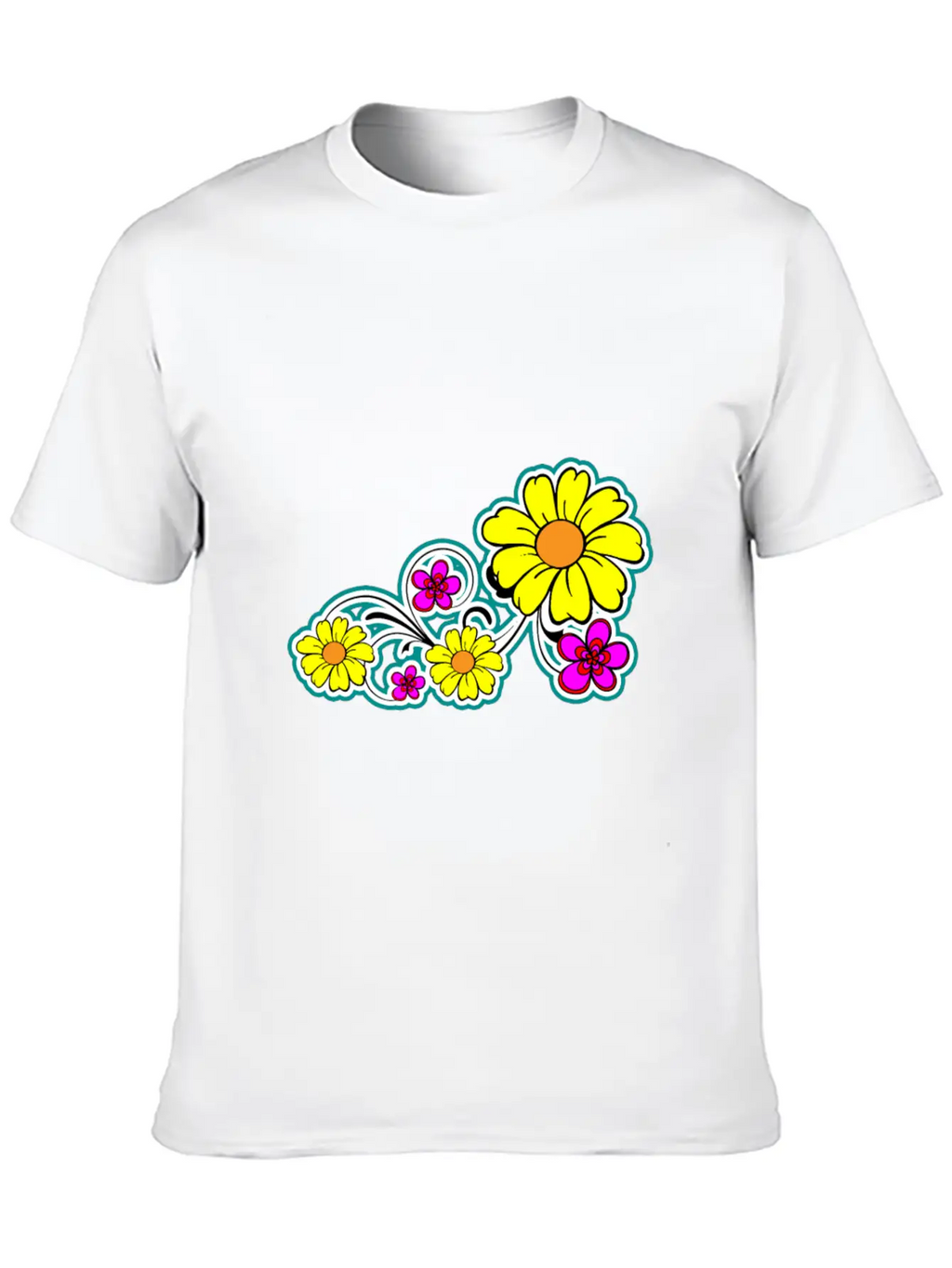 Flowers Breathable Graphic T-Shirt – Perfect For Casual Days