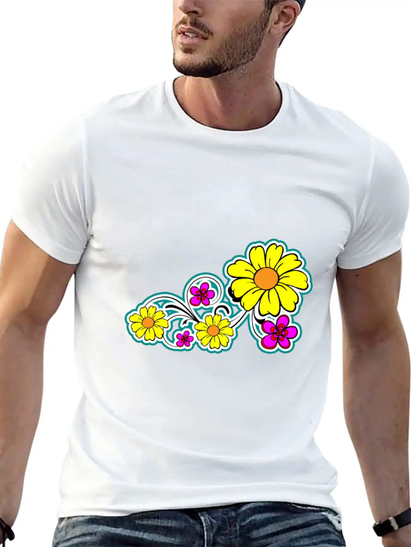 Flowers Breathable Graphic T-Shirt – Perfect For Casual Days