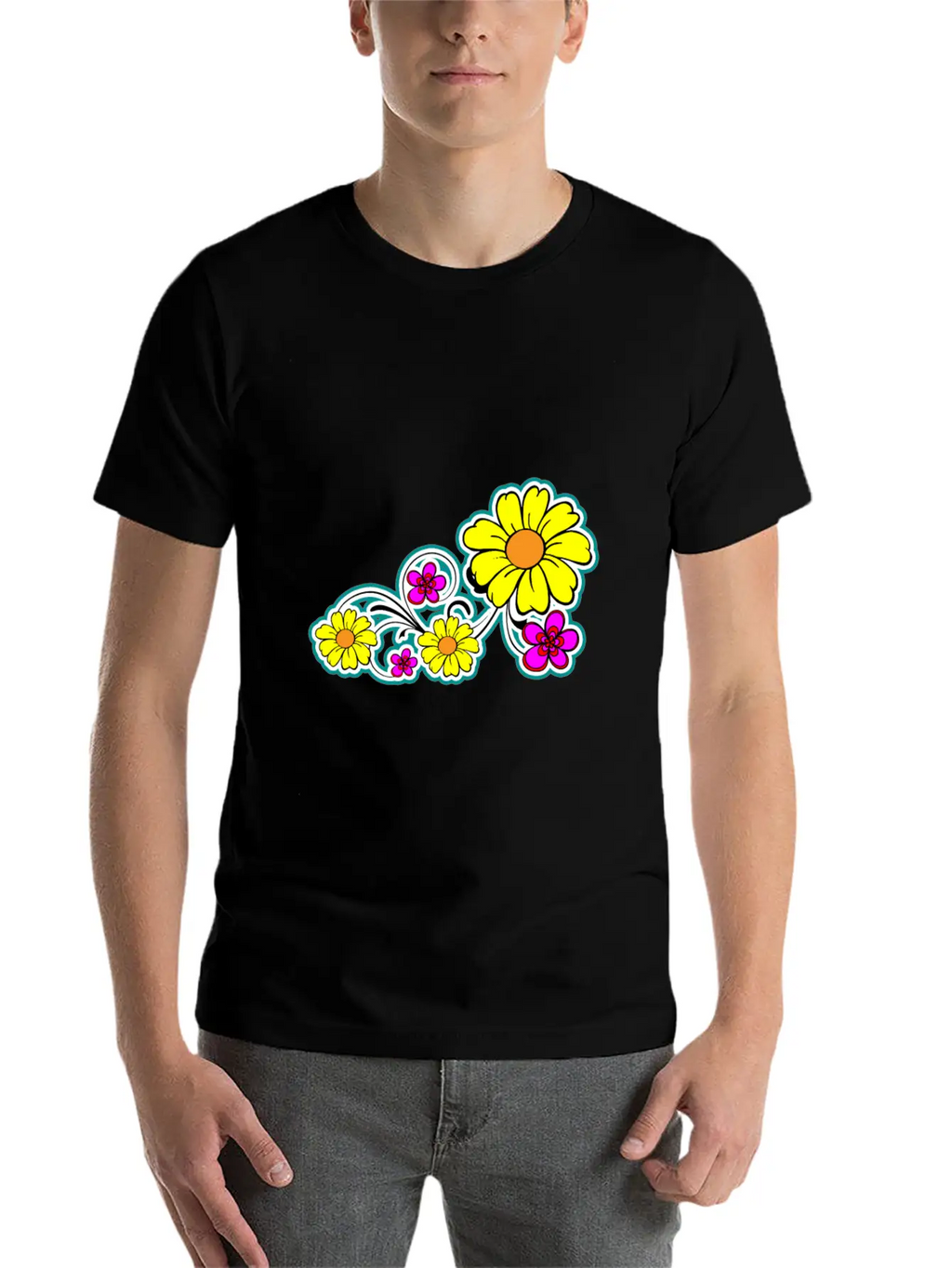 Flowers Breathable Graphic T-Shirt – Perfect For Casual Days