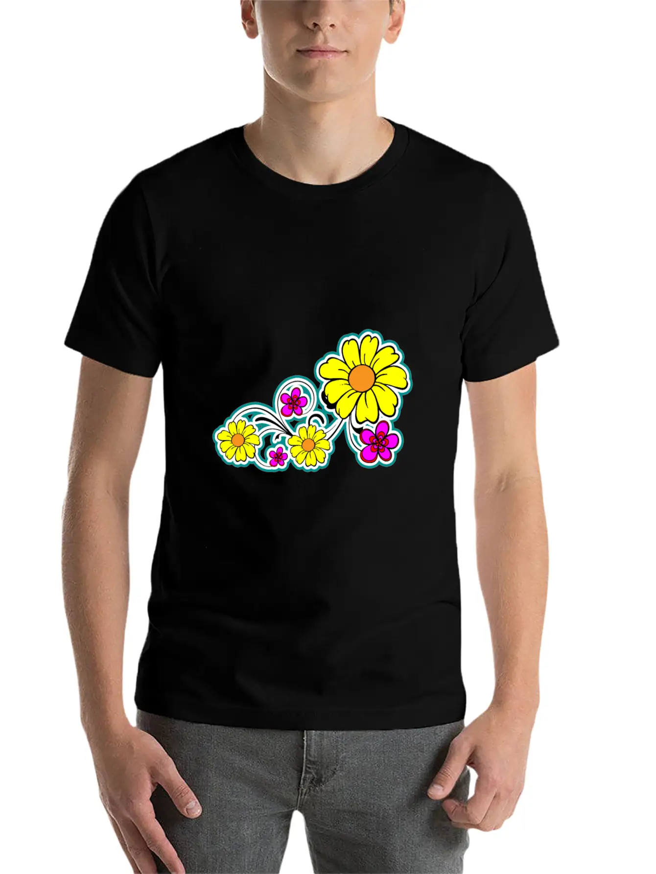 Flowers Breathable Graphic T-Shirt – Perfect For Casual Days