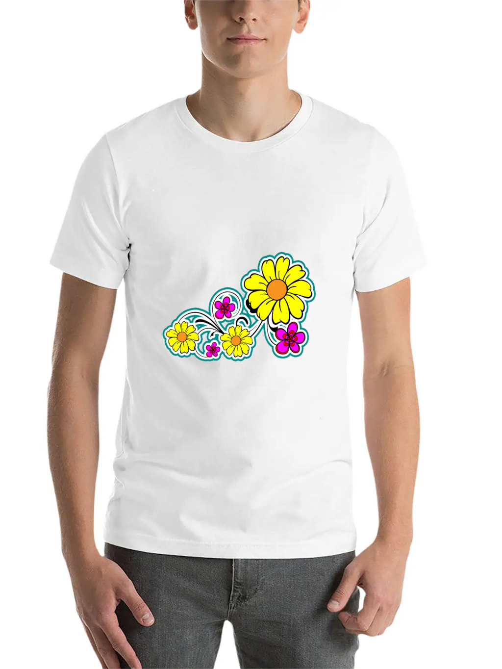 Flowers Breathable Graphic T-Shirt – Perfect For Casual Days
