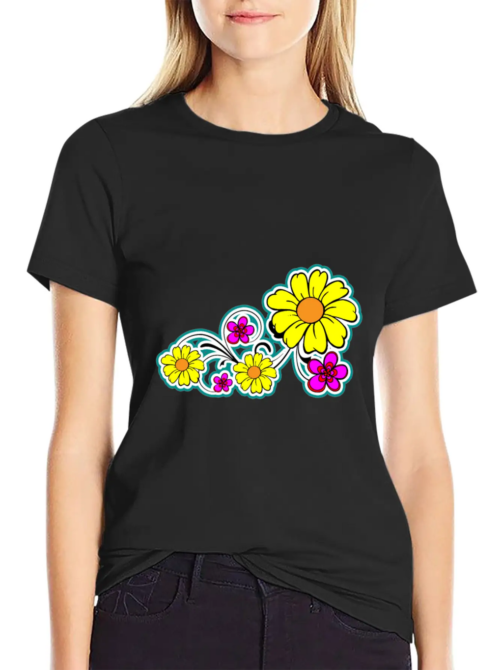 Flowers Breathable Graphic T-Shirt – Perfect For Casual Days