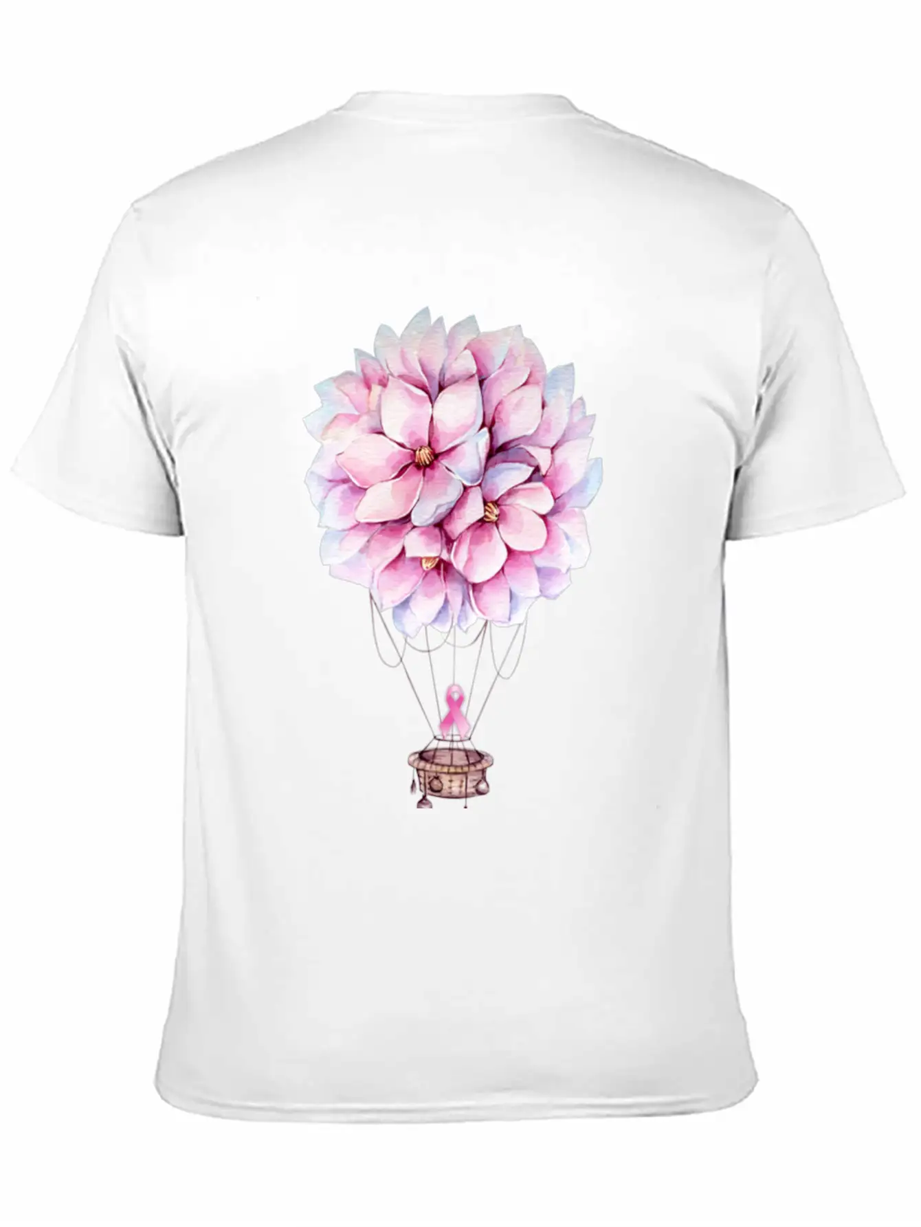 Flowers Hot Air Balloon Breast Cancer Awareness Essential Cotton Tee For Daily Outfits – Unisex Style