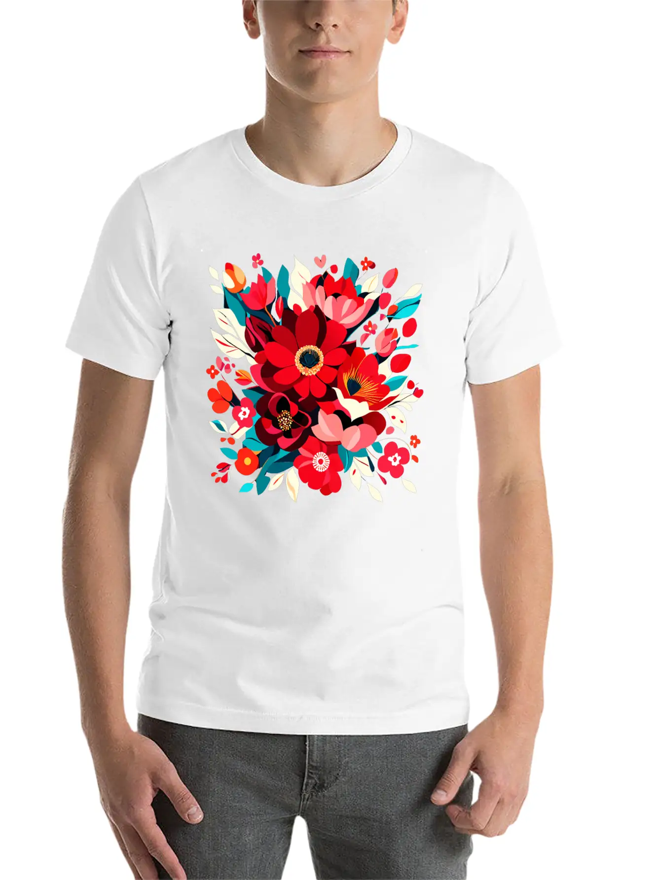 Flowers Illustration Vector Art Harmony In Bloom Classic Cotton Tee – Unisex Comfort For Any Season