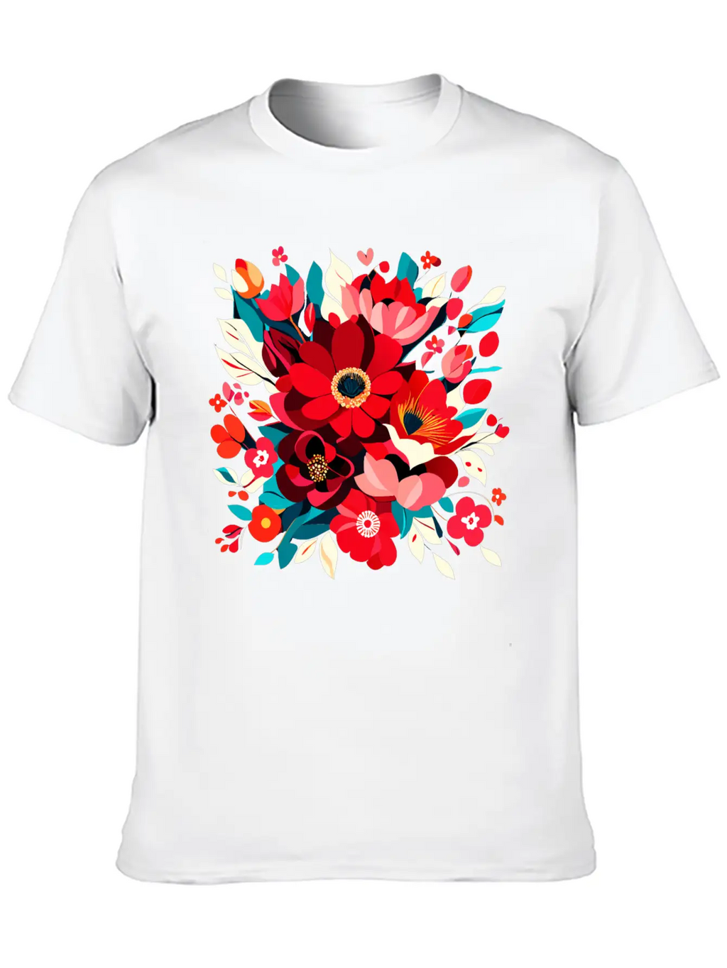 Flowers Illustration Vector Art Harmony In Bloom Classic Cotton Tee – Unisex Comfort For Any Season