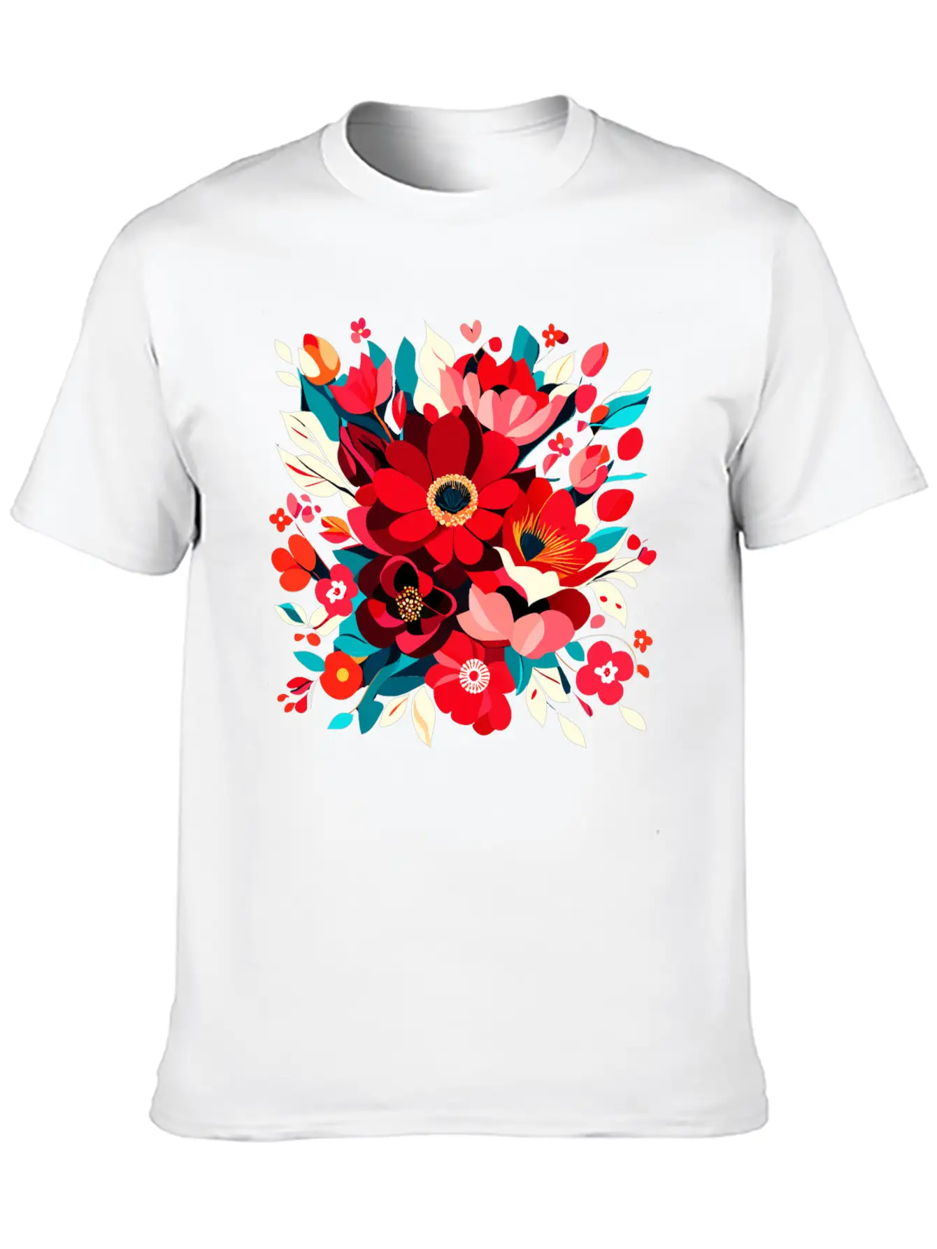 Flowers Illustration Vector Art Harmony In Bloom Classic Cotton Tee – Unisex Comfort For Any Season