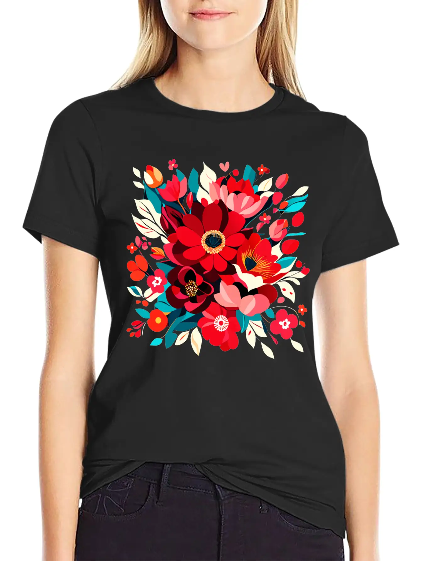 Flowers Illustration Vector Art Harmony In Bloom Classic Cotton Tee – Unisex Comfort For Any Season