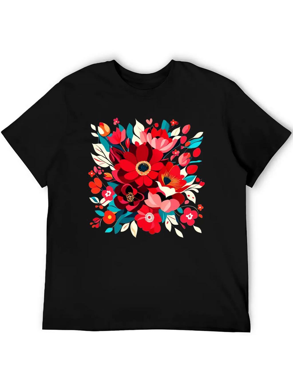 Flowers Illustration Vector Art Harmony In Bloom Classic Cotton Tee – Unisex Comfort For Any Season