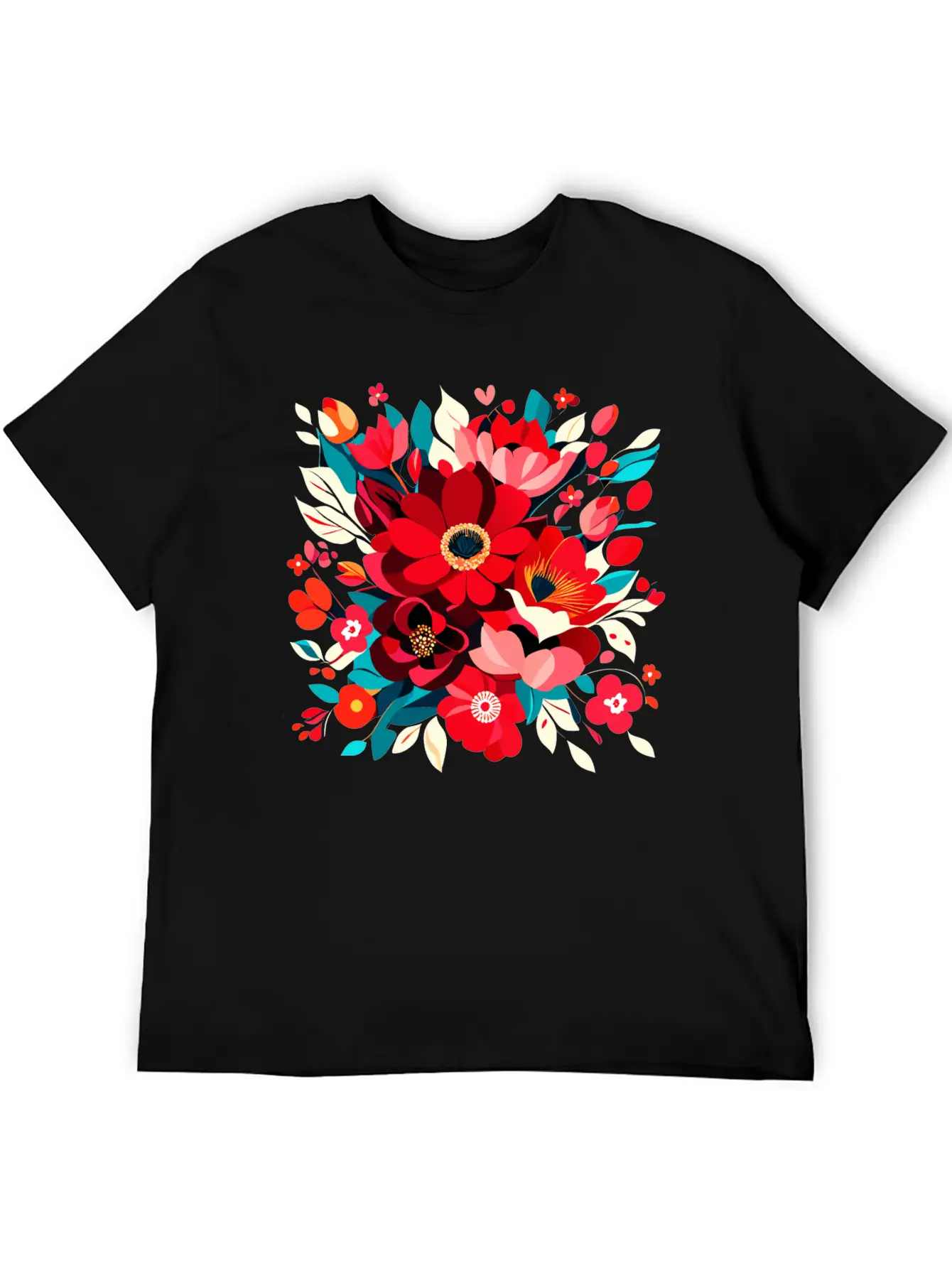 Flowers Illustration Vector Art Harmony In Bloom Classic Cotton Tee – Unisex Comfort For Any Season