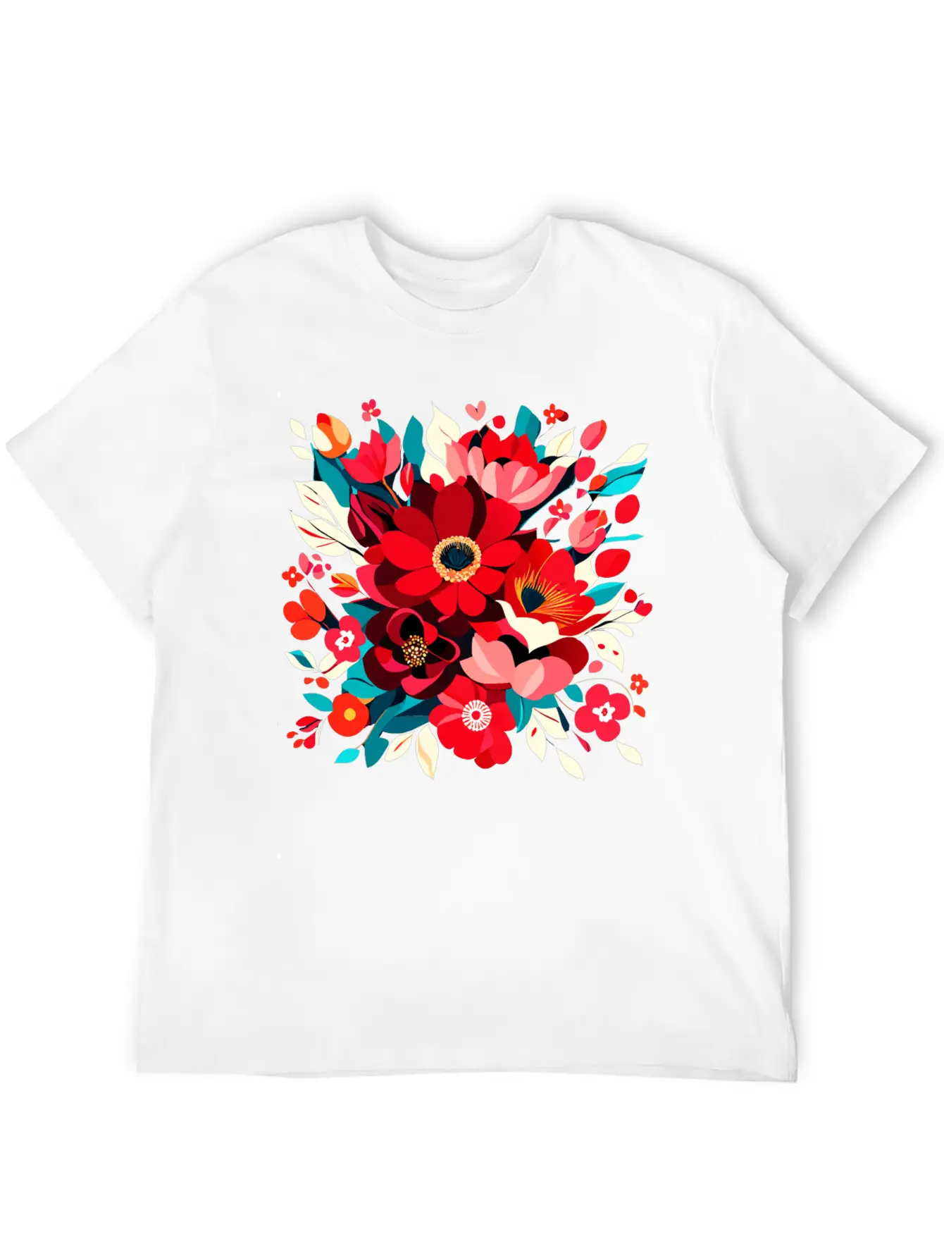 Flowers Illustration Vector Art Harmony In Bloom Classic Cotton Tee – Unisex Comfort For Any Season