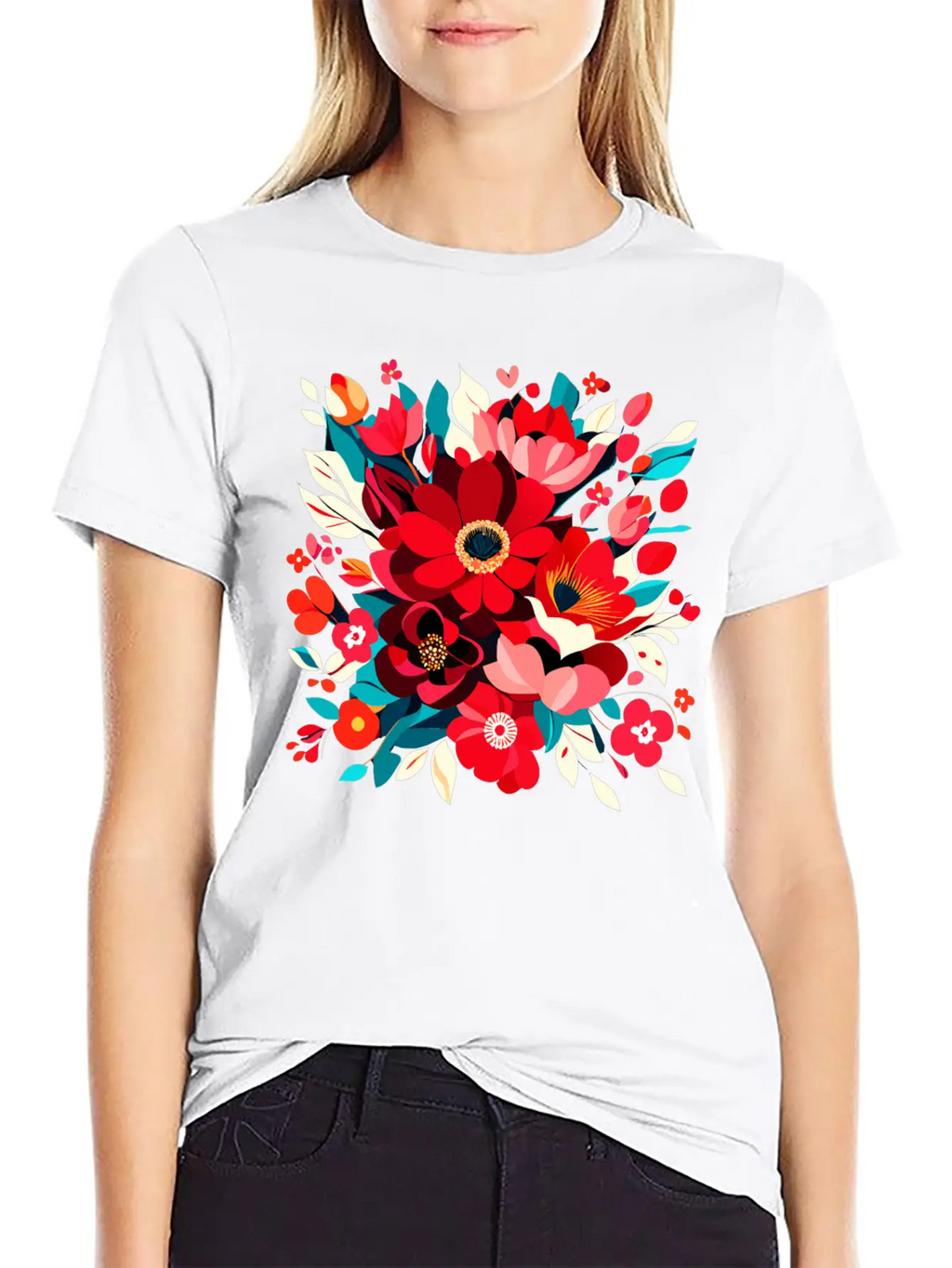 Flowers Illustration Vector Art Harmony In Bloom Classic Cotton Tee – Unisex Comfort For Any Season