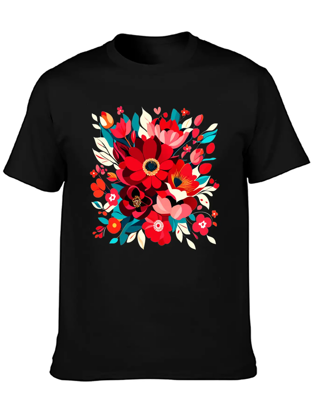 Flowers Illustration Vector Art Harmony In Bloom Classic Cotton Tee – Unisex Comfort For Any Season