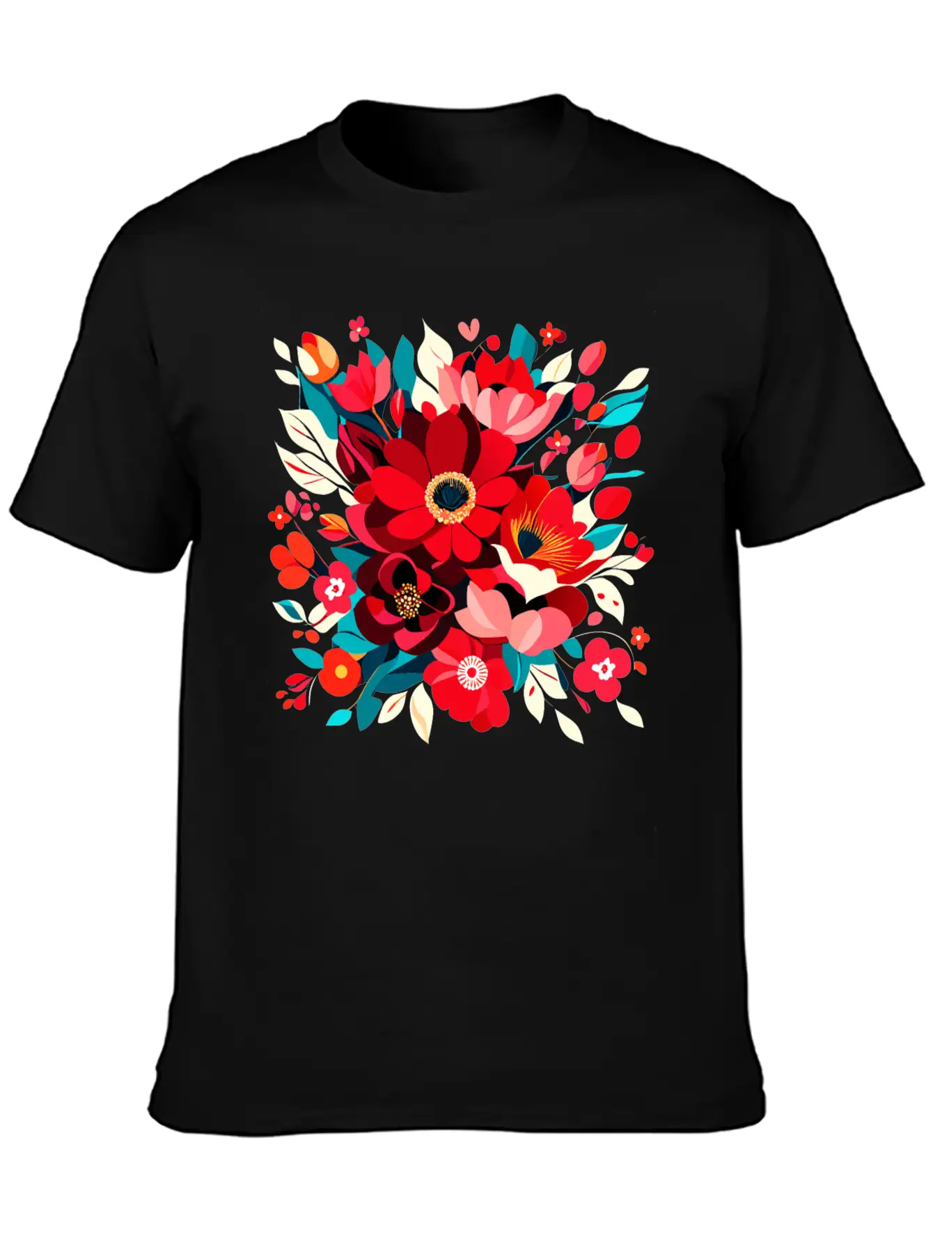 Flowers Illustration Vector Art Harmony In Bloom Classic Cotton Tee – Unisex Comfort For Any Season