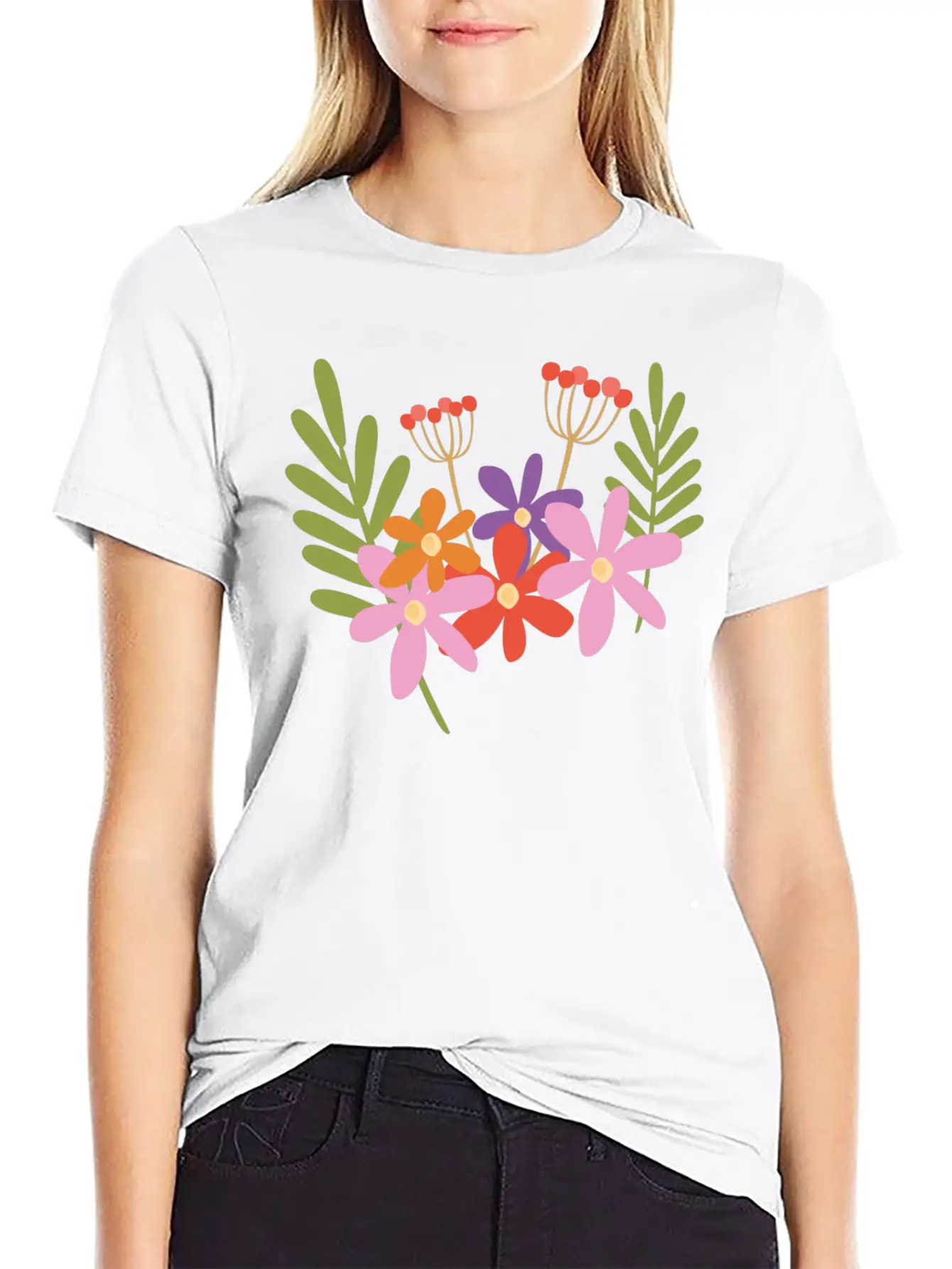 Flowers In Spring Relaxed Everyday Tee – Lightweight And Durable Cotton