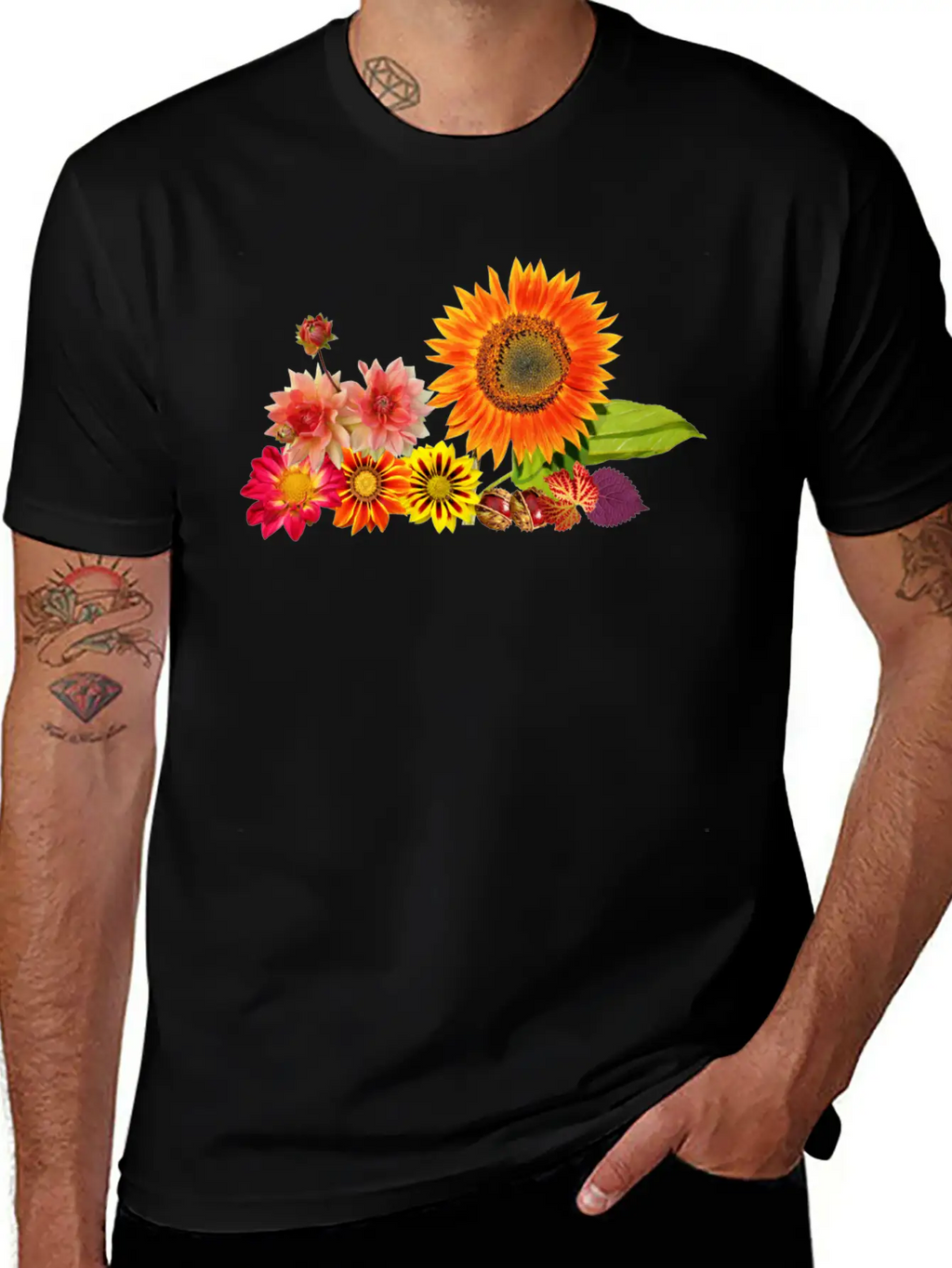 Flowers Lilies Tulips Orchids Sunflower Dahlia Ger Essential Cotton Tee For Daily Outfits – Unisex Style